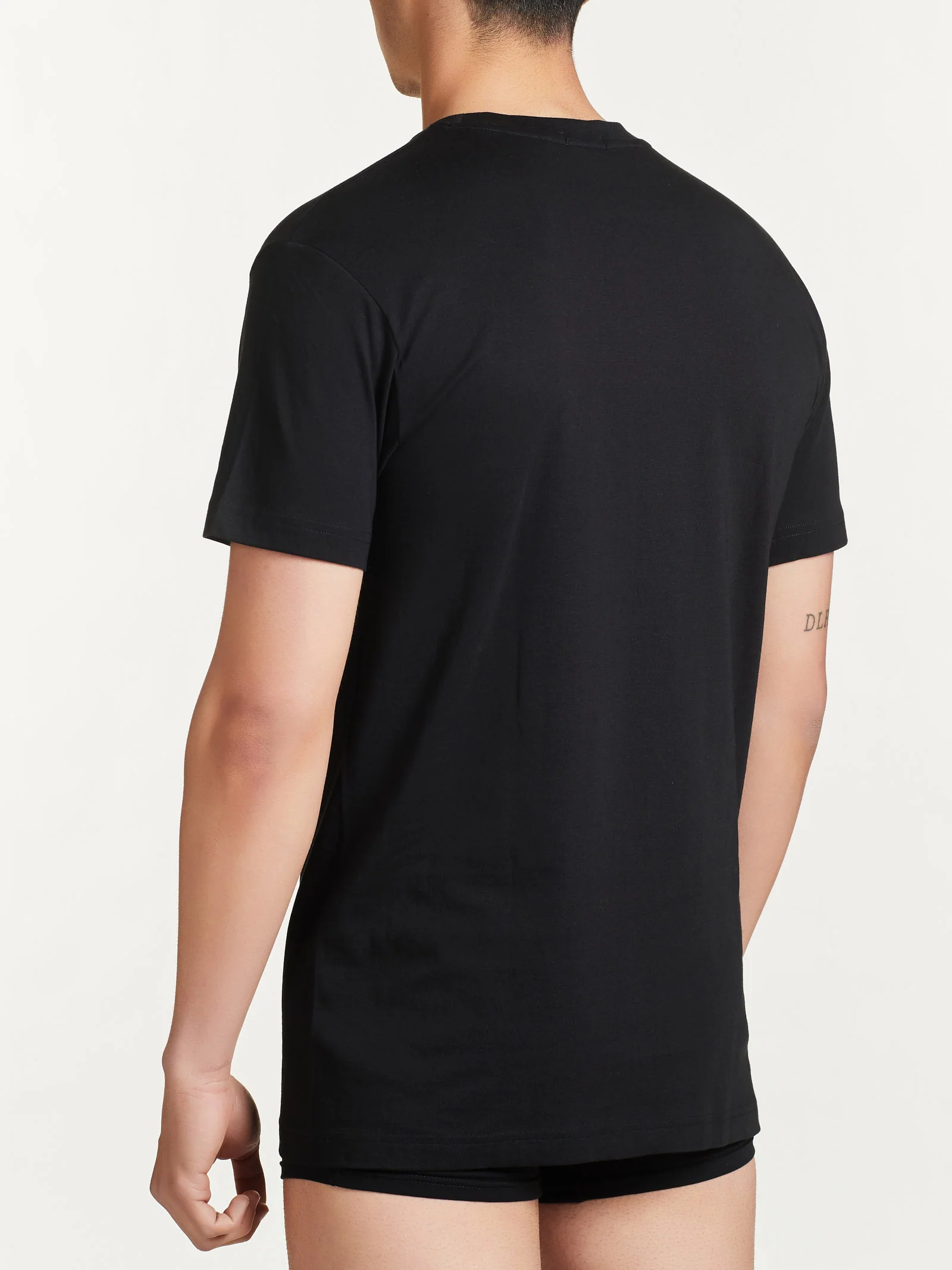 100% Cotton - Maglietta girocollo alto in cotone - Nero Bipack - Image 3
