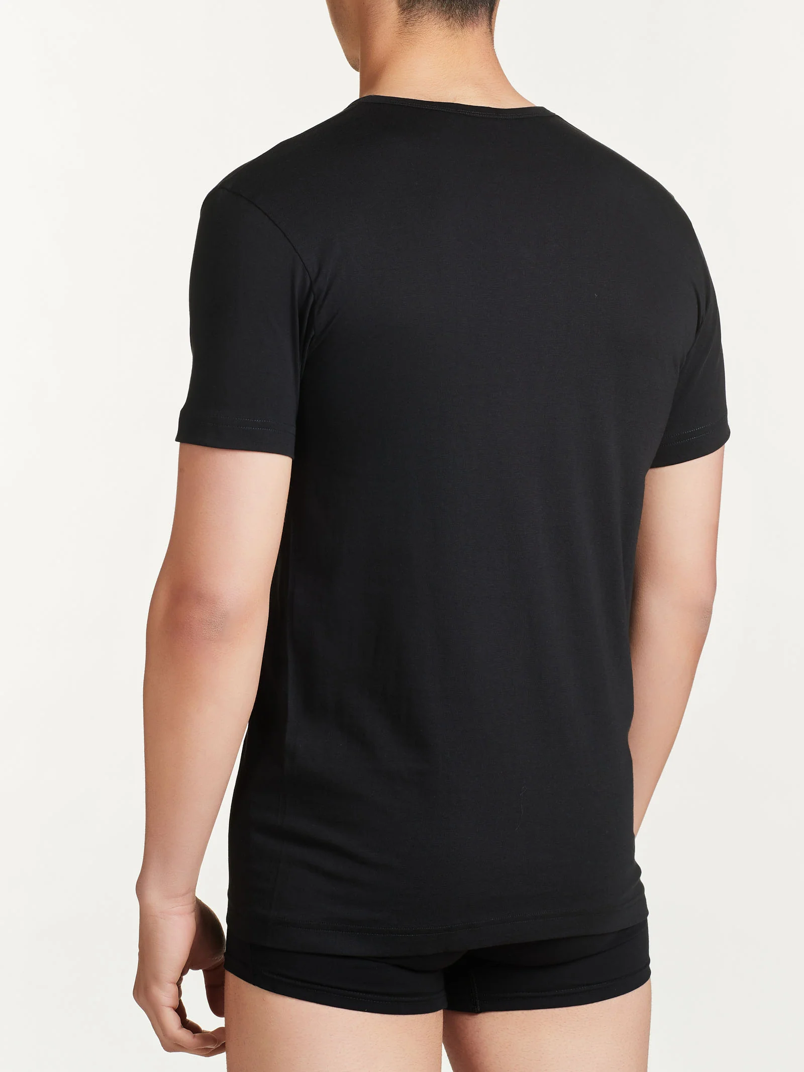 100% Cotton - Maglietta scollo a V in cotone - Nero Bipack - Image 3