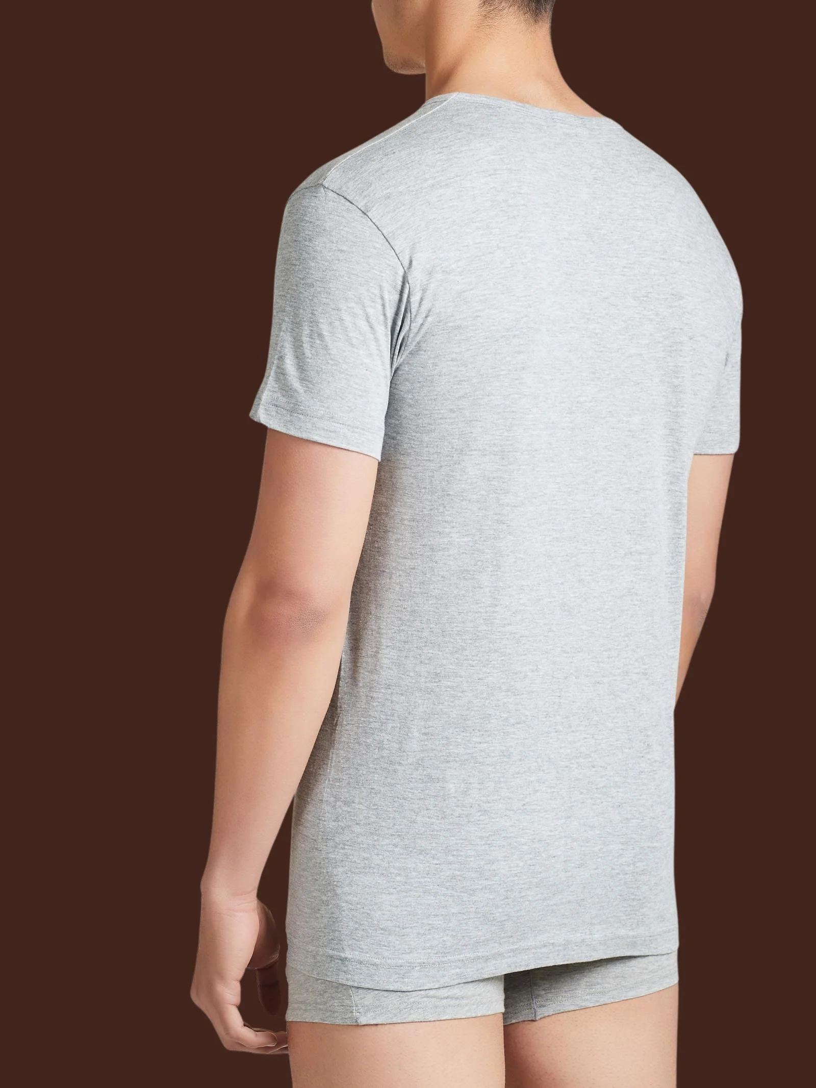 100% Cotton - Maglietta scollo a V in cotone - Argento Bipack - Image 2