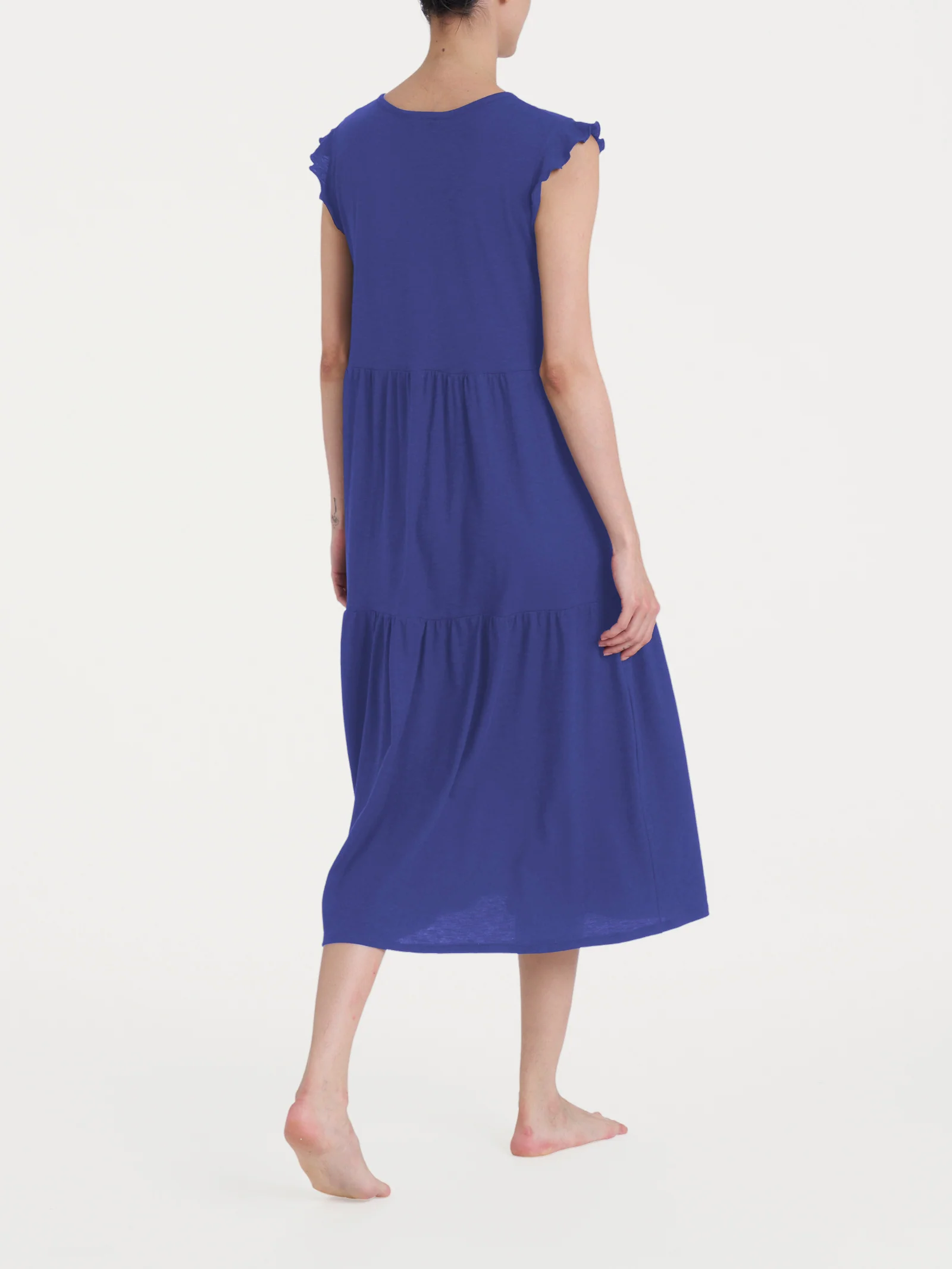 Abito lungo con manichine in Jersey di Cotone - Skipper Blue - Image 2