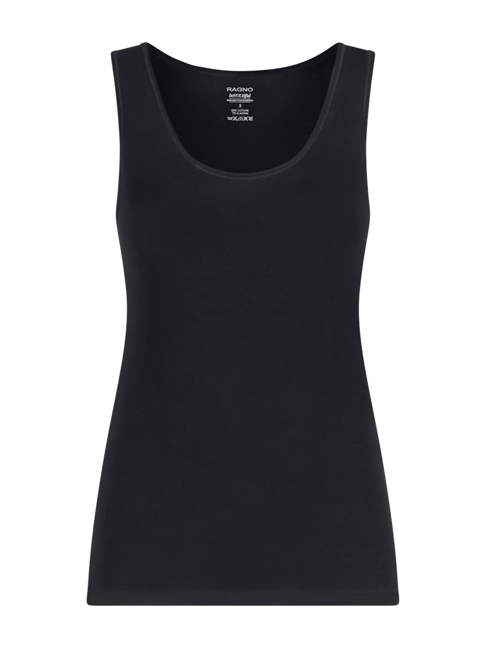 beYOUtiful - Canottiera spalla larga in cotone elasticizzato extra fine - Nero