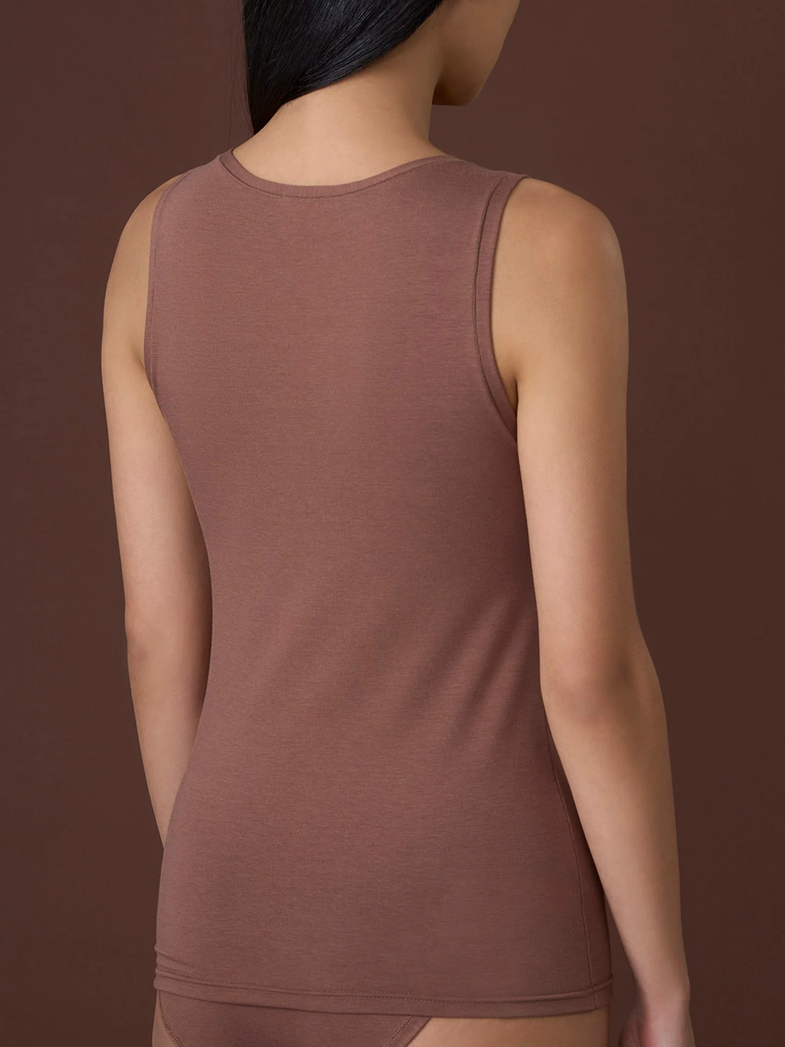 beYOUtiful - Canottiera spalla larga in cotone elasticizzato extra fine - Acorn - Image 2
