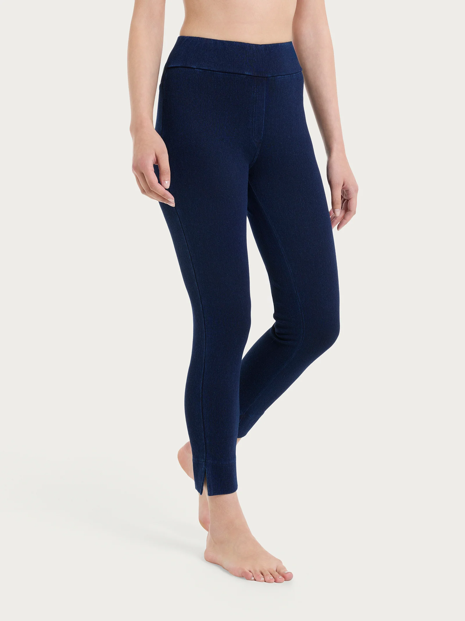 beYOUtiful Homewear – Leggings capri in maglia denim - Bleu