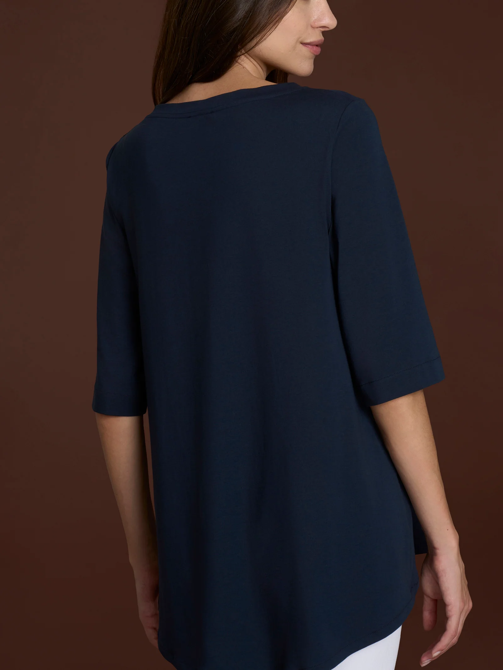 beYOUtiful Homewear – Maglietta con manica 3/4 in cotone elasticizzato - Bleu - Image 2