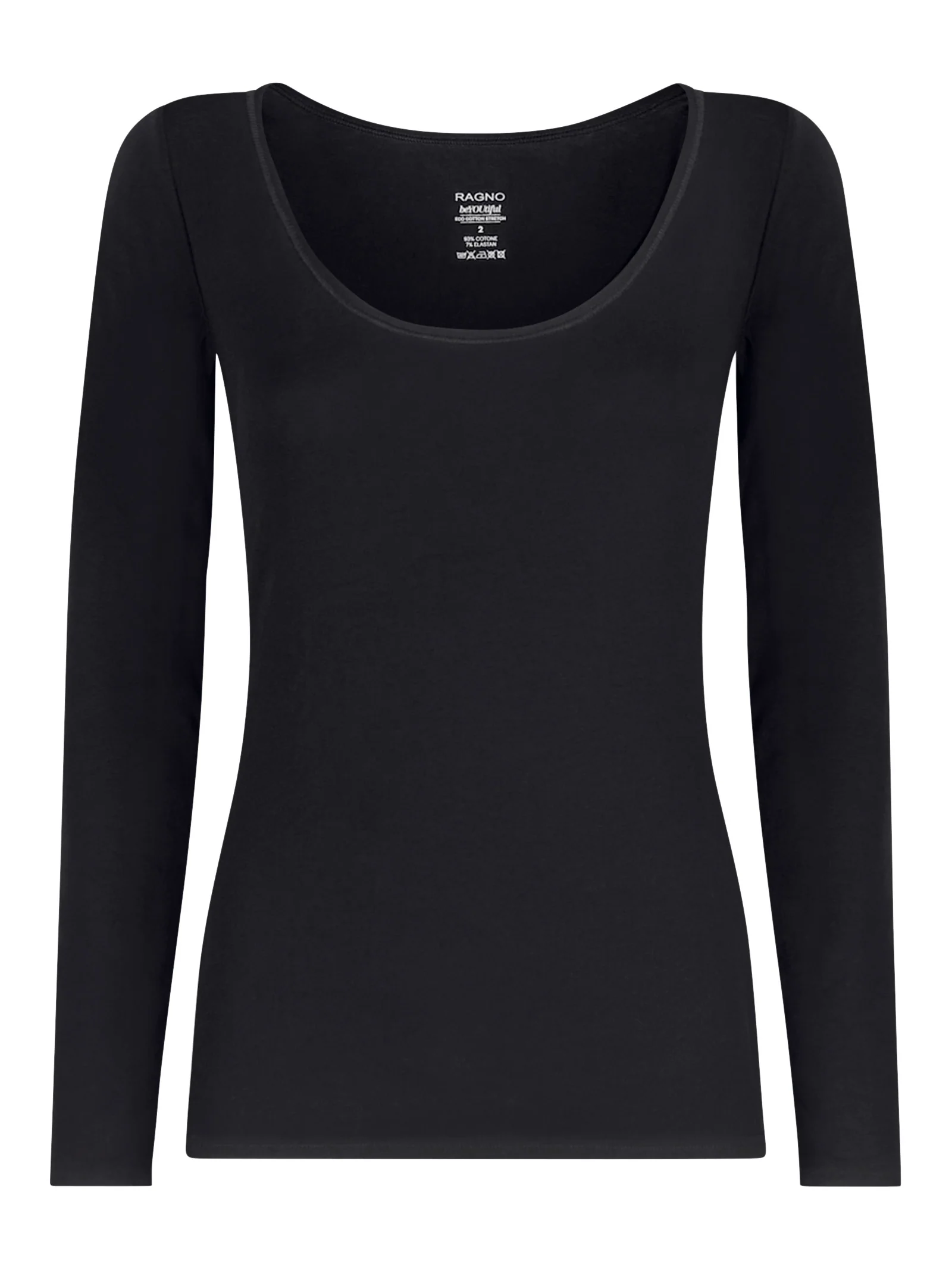 beYOUtiful - Maglietta a manica lunga in cotone elasticizzato extra fine - Nero