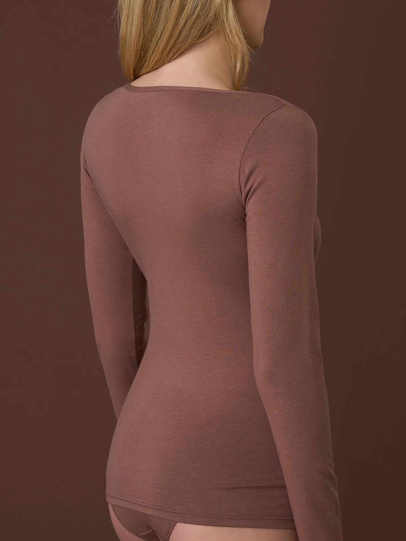 beYOUtiful - Maglietta a manica lunga in cotone elasticizzato extra fine - Acorn - Image 2