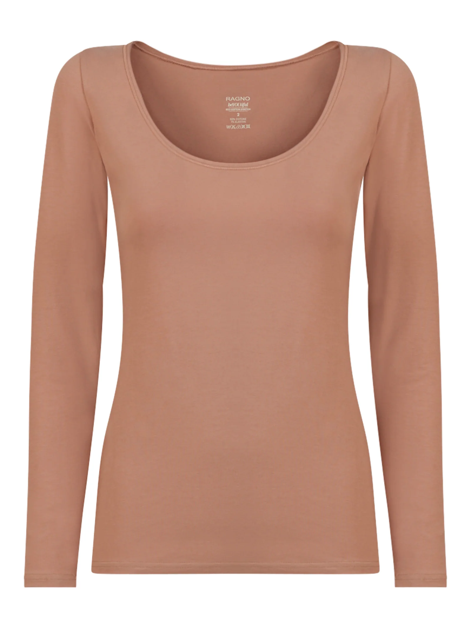 beYOUtiful - Maglietta a manica lunga in cotone elasticizzato extra fine - Nougat