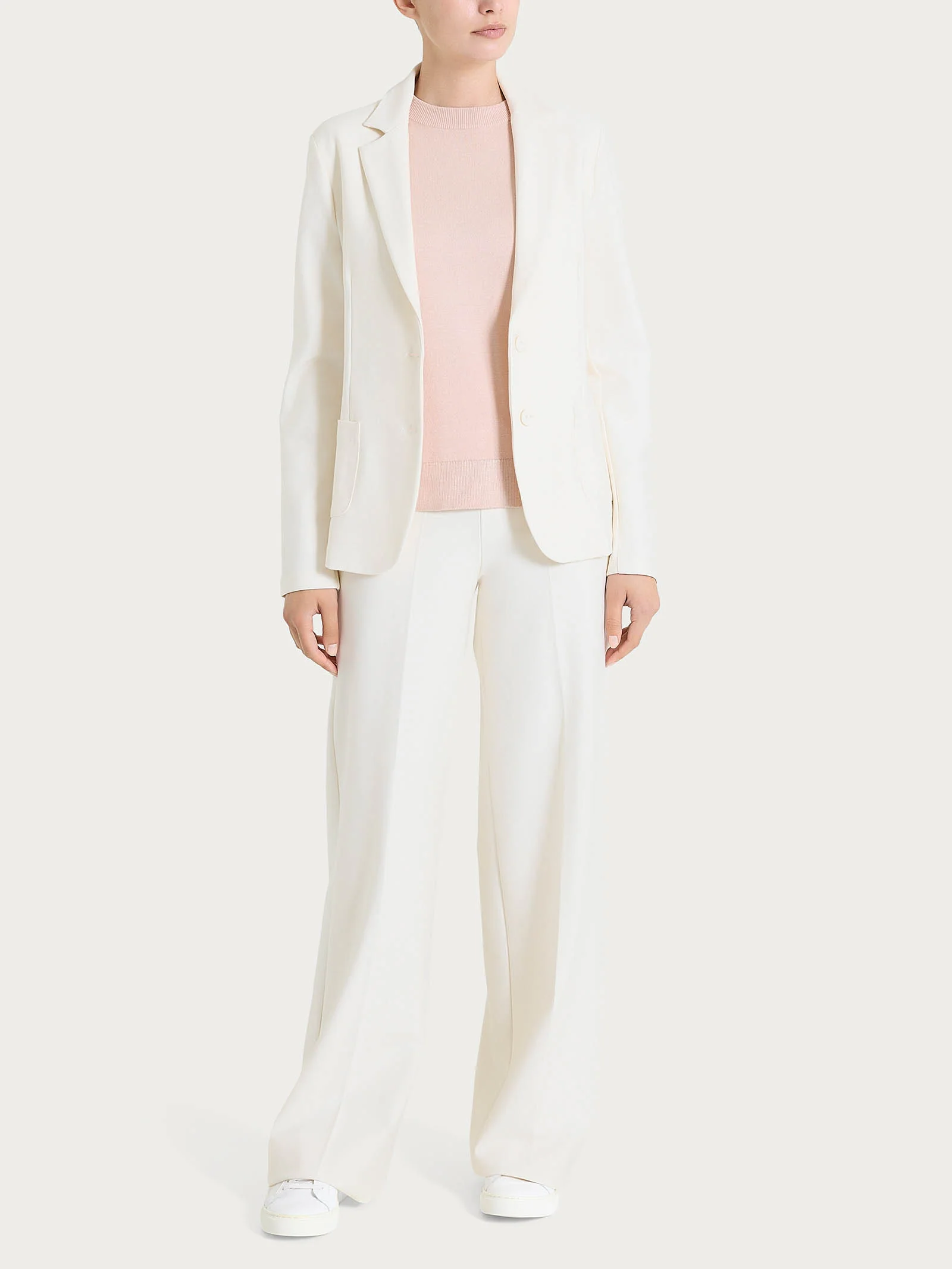 Blazer con due bottoni in Compact - Avorio - Image 4