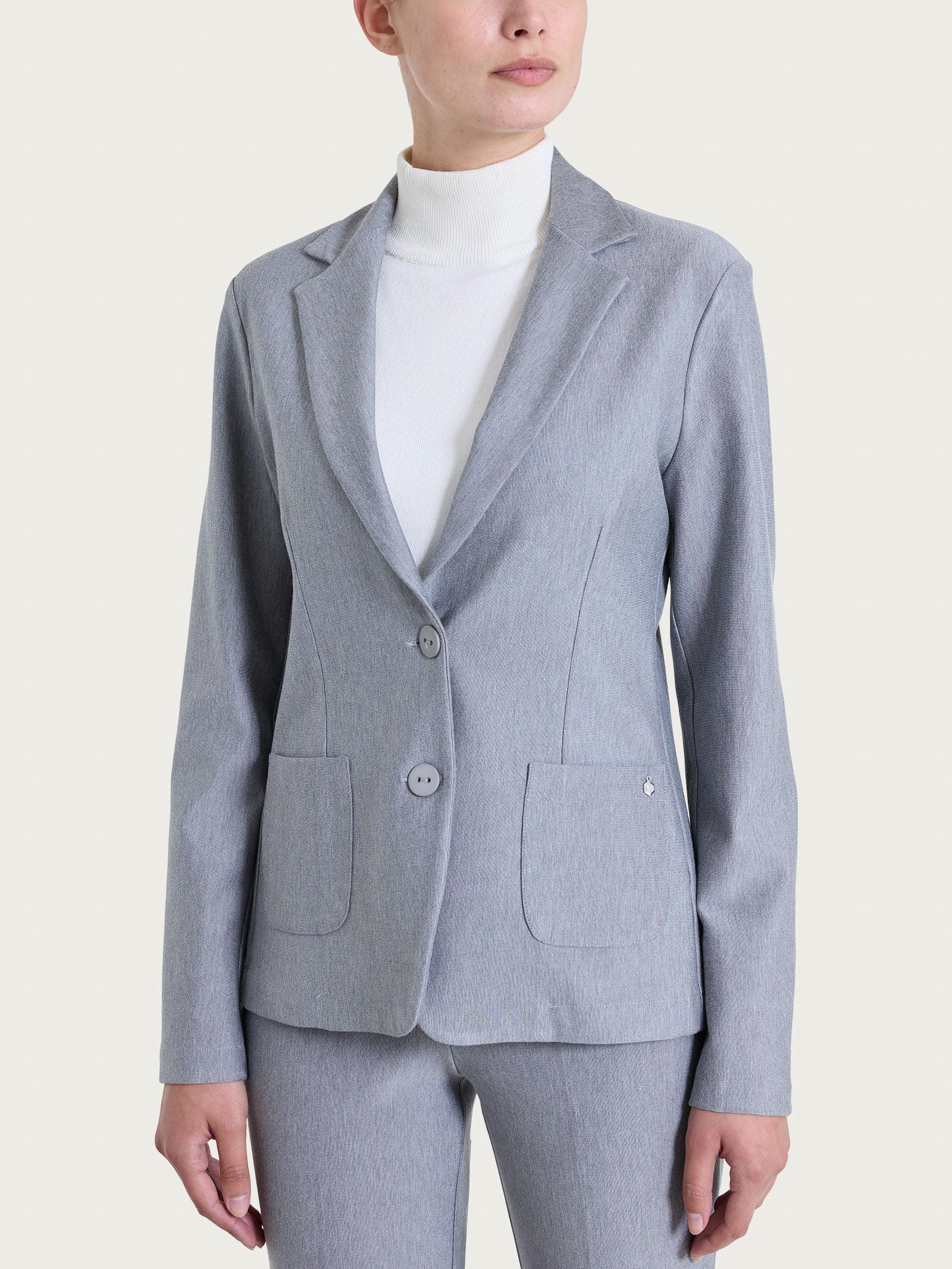 Blazer con due bottoni in Compact - Grigio Mel.