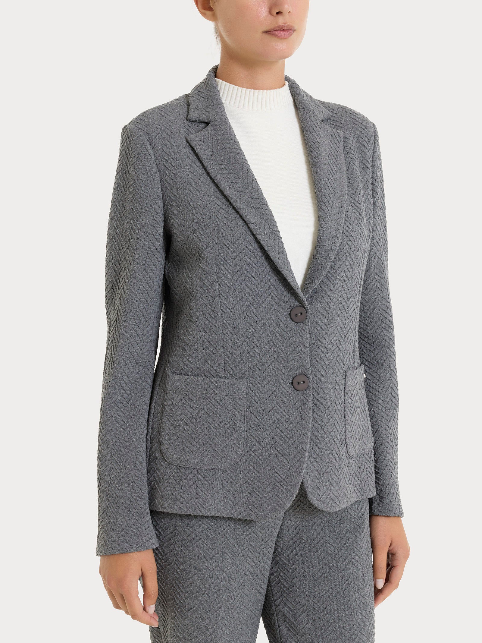 Blazer con due bottoni in Eco Jacquard - Grigio Mel.