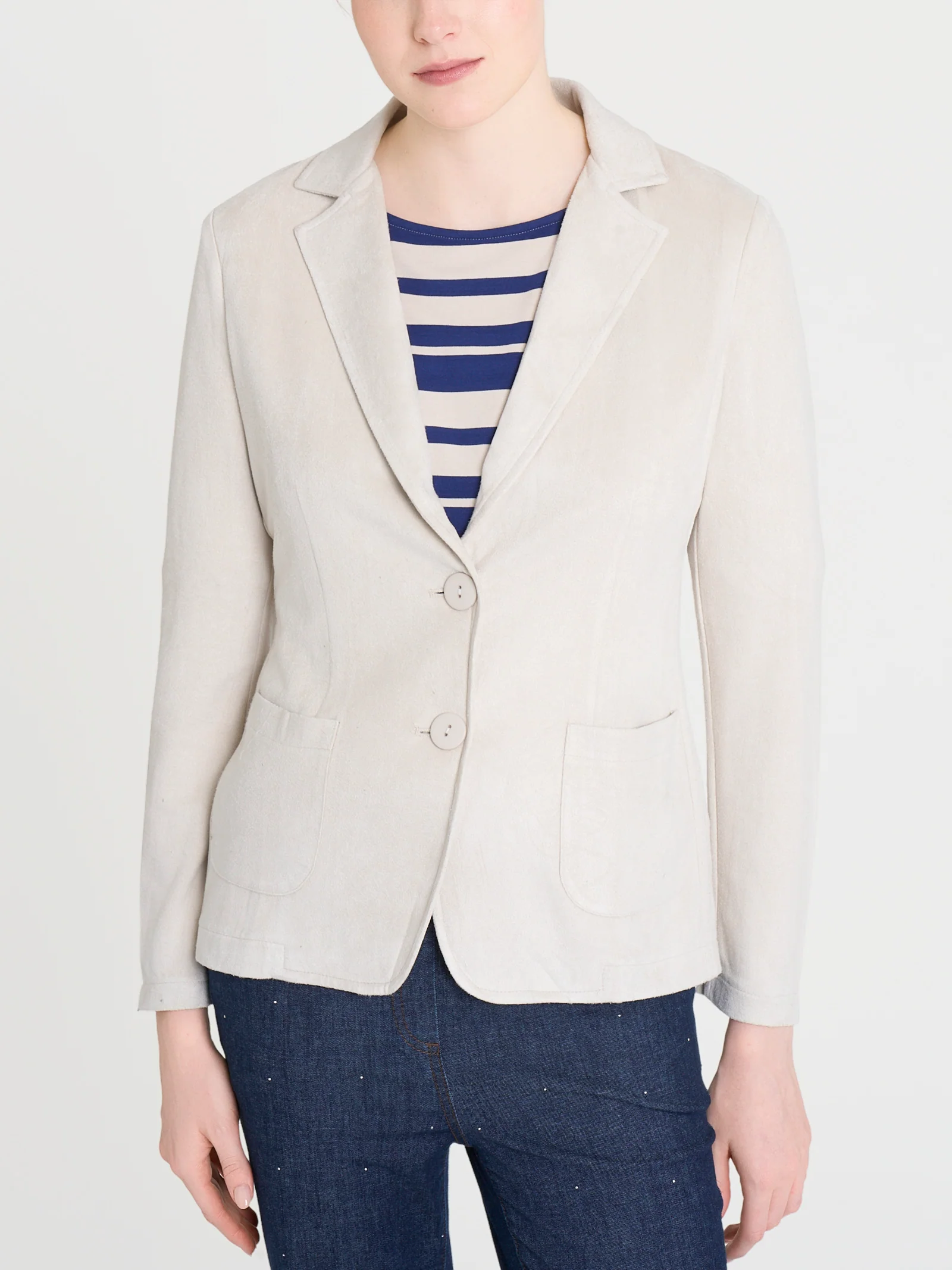 Blazer con due bottoni in Eco Suede - Champignon