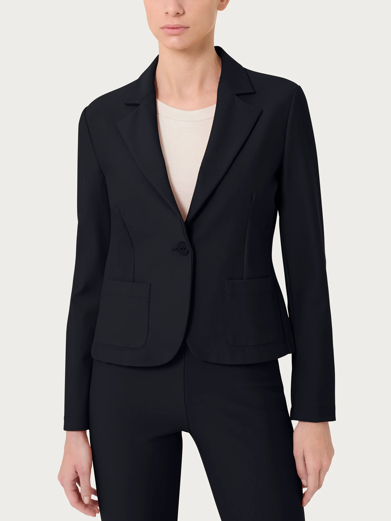 Blazer corto con 1 bottone in Compact - Nero
