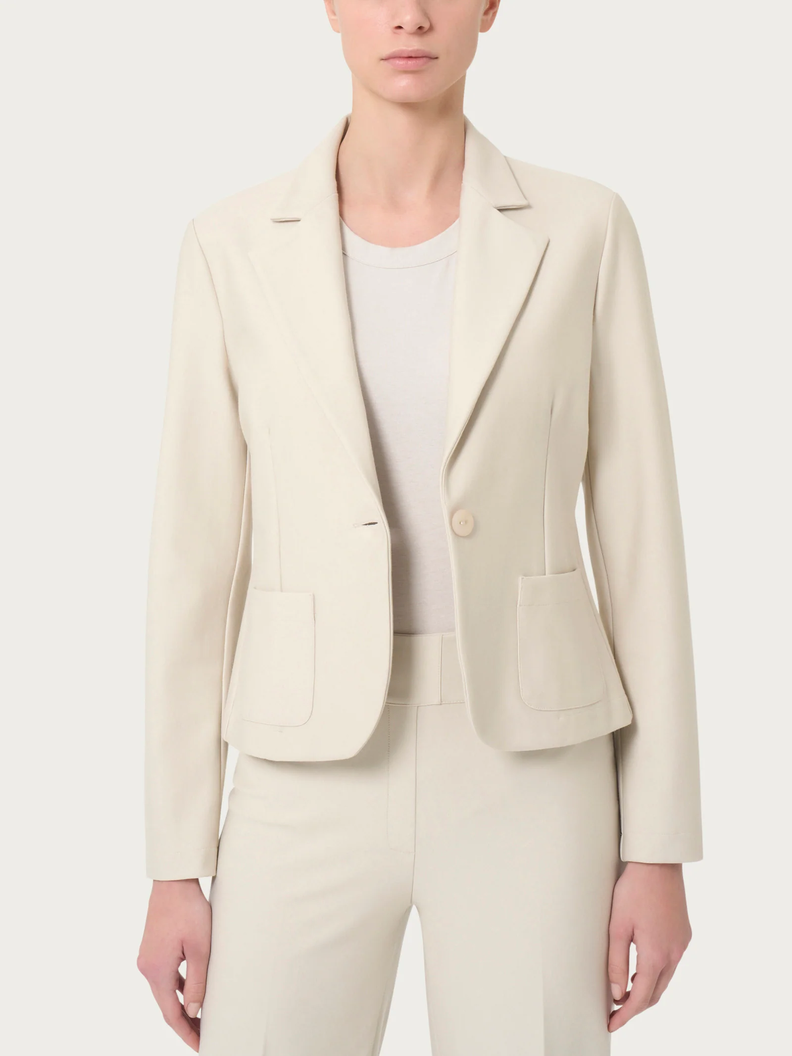 Blazer corto con 1 bottone in Compact - Ardesia Mel. - Image 4