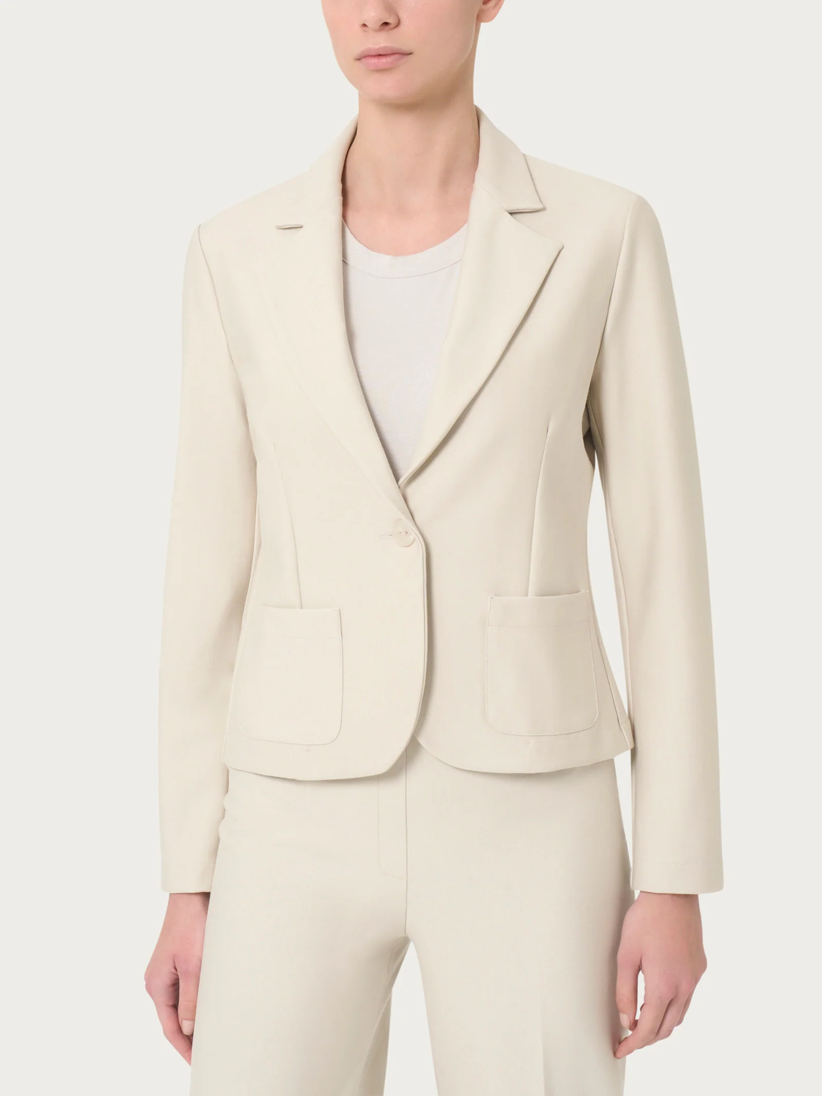 Blazer corto con 1 bottone in Compact - Champignon