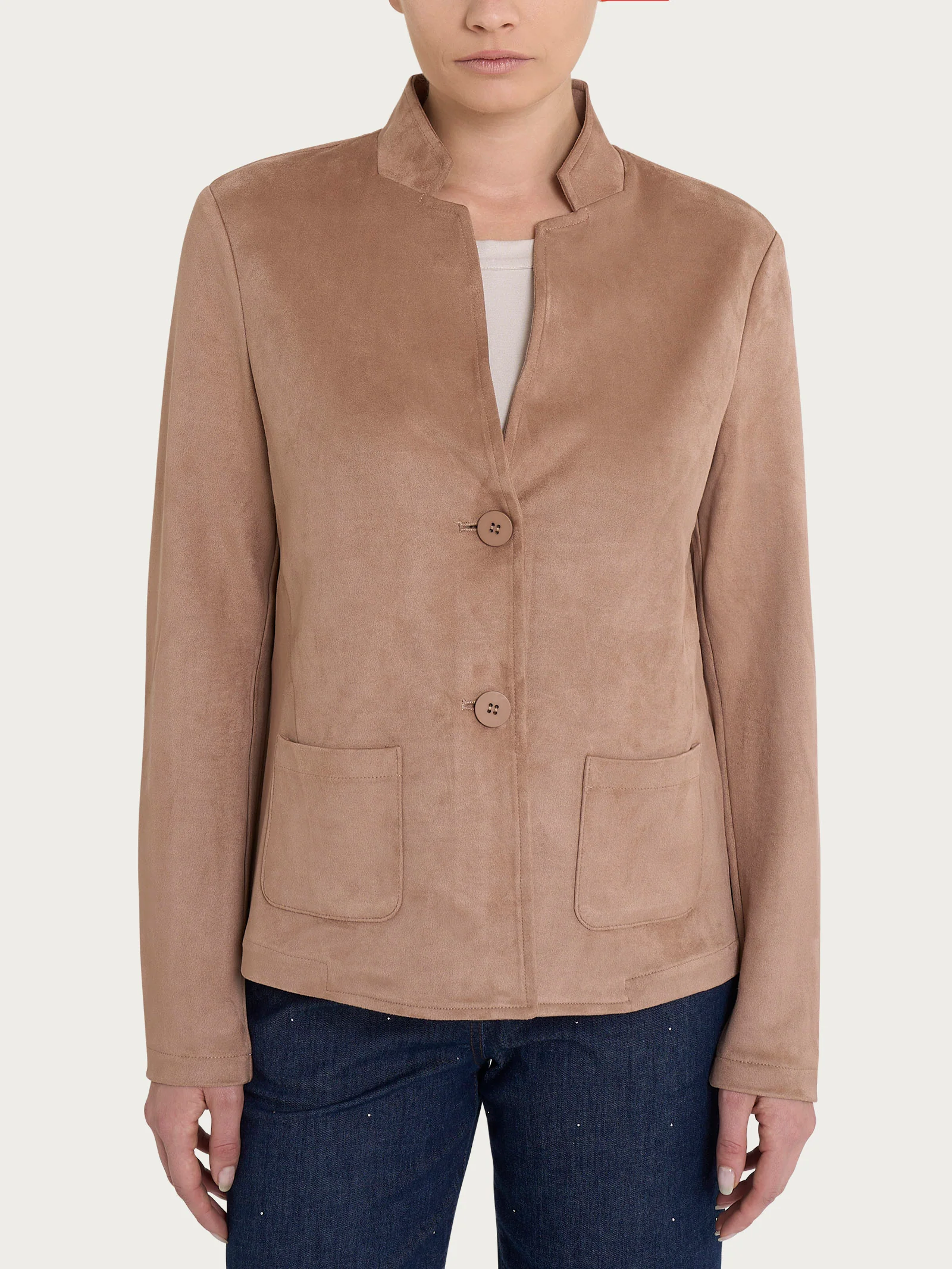Blazer corto in Eco Suede - Warm Taupe
