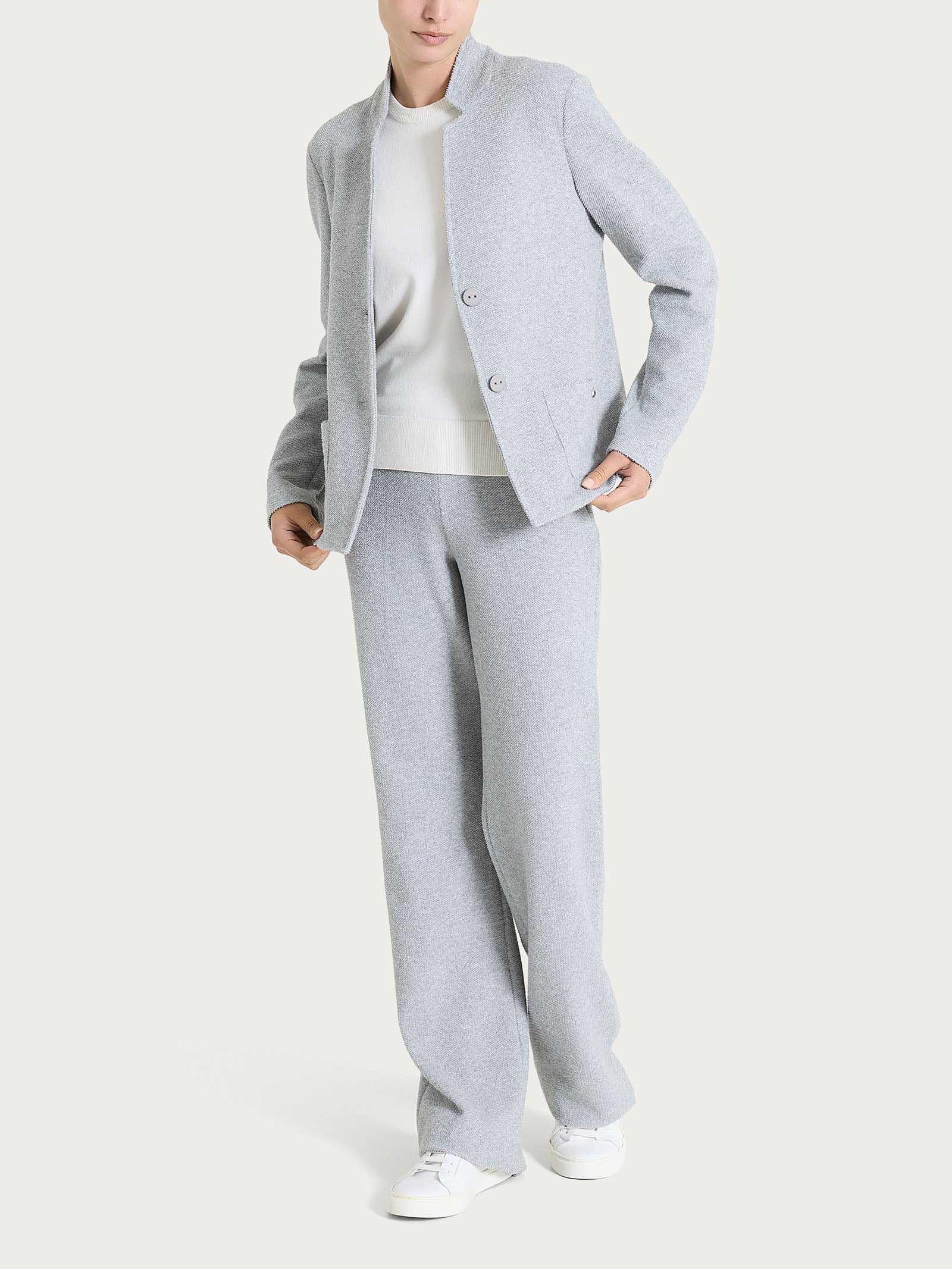 Blazer corto in Japanese Fleece - Grigio Mel. - Image 5