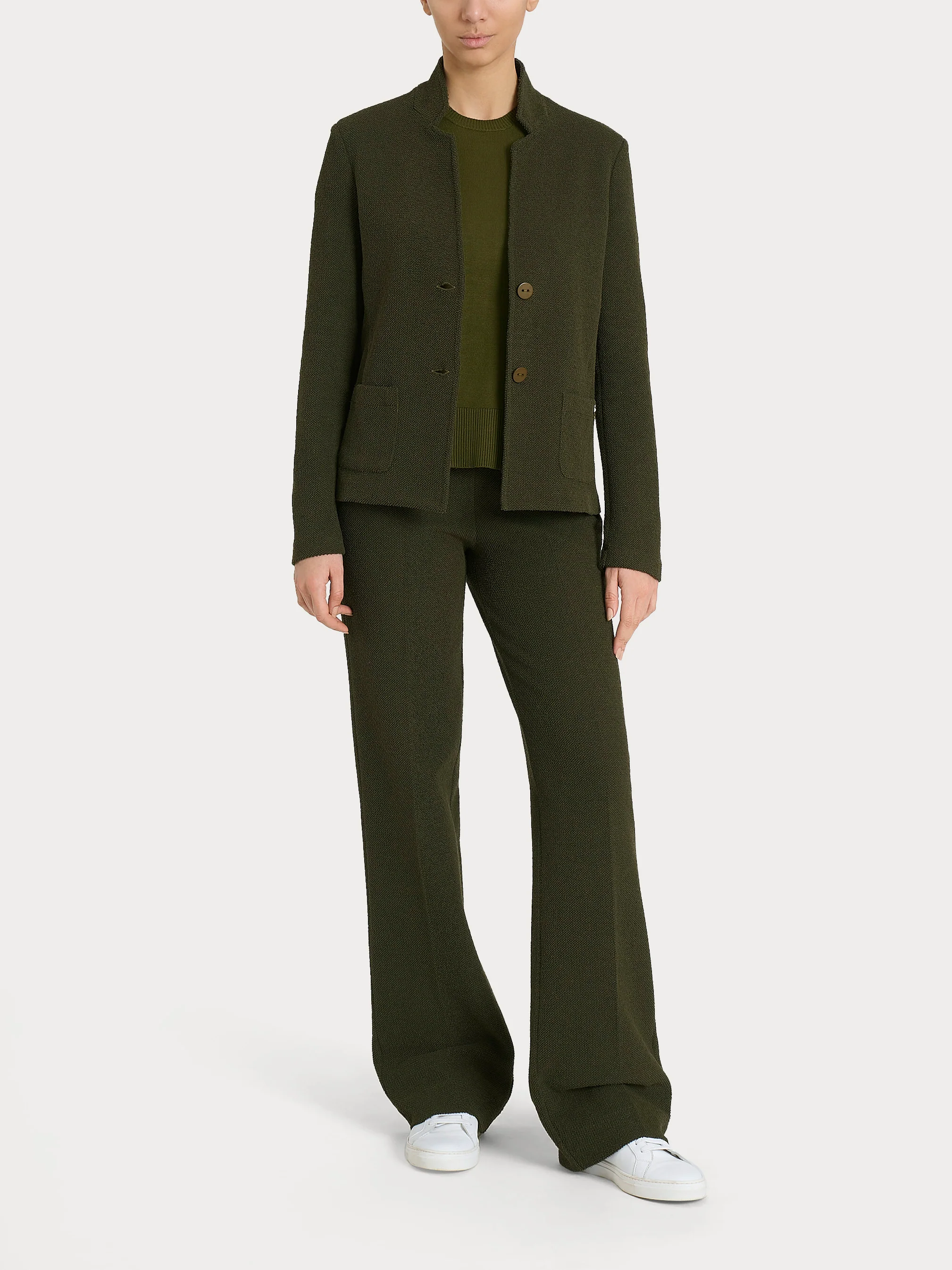 Blazer corto in Japanese Fleece - Dark Olive - Image 4