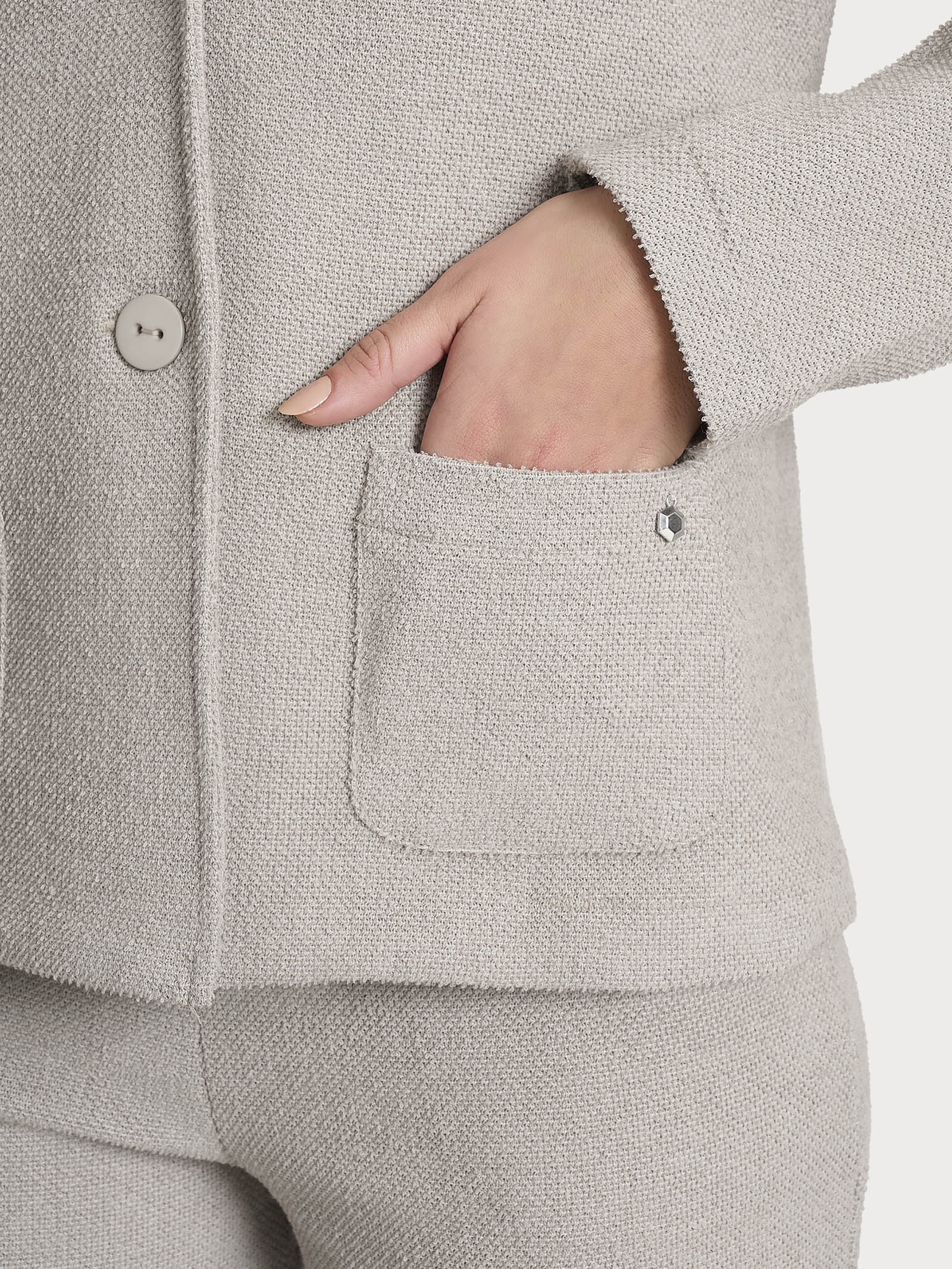 Blazer corto in Japanese Fleece - String Mel. - Image 3