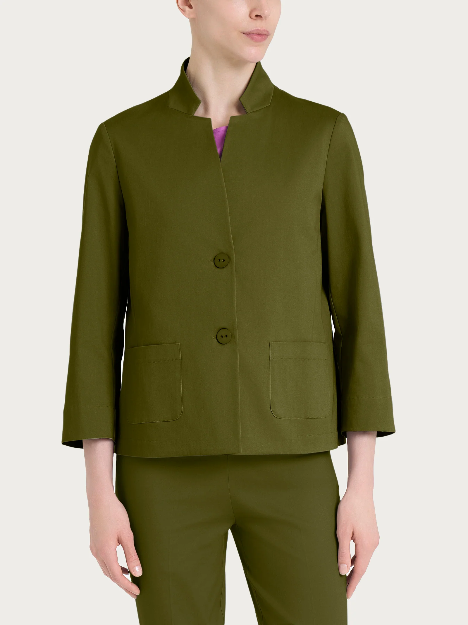 Blazer corto in Satin Power - Sphagnum
