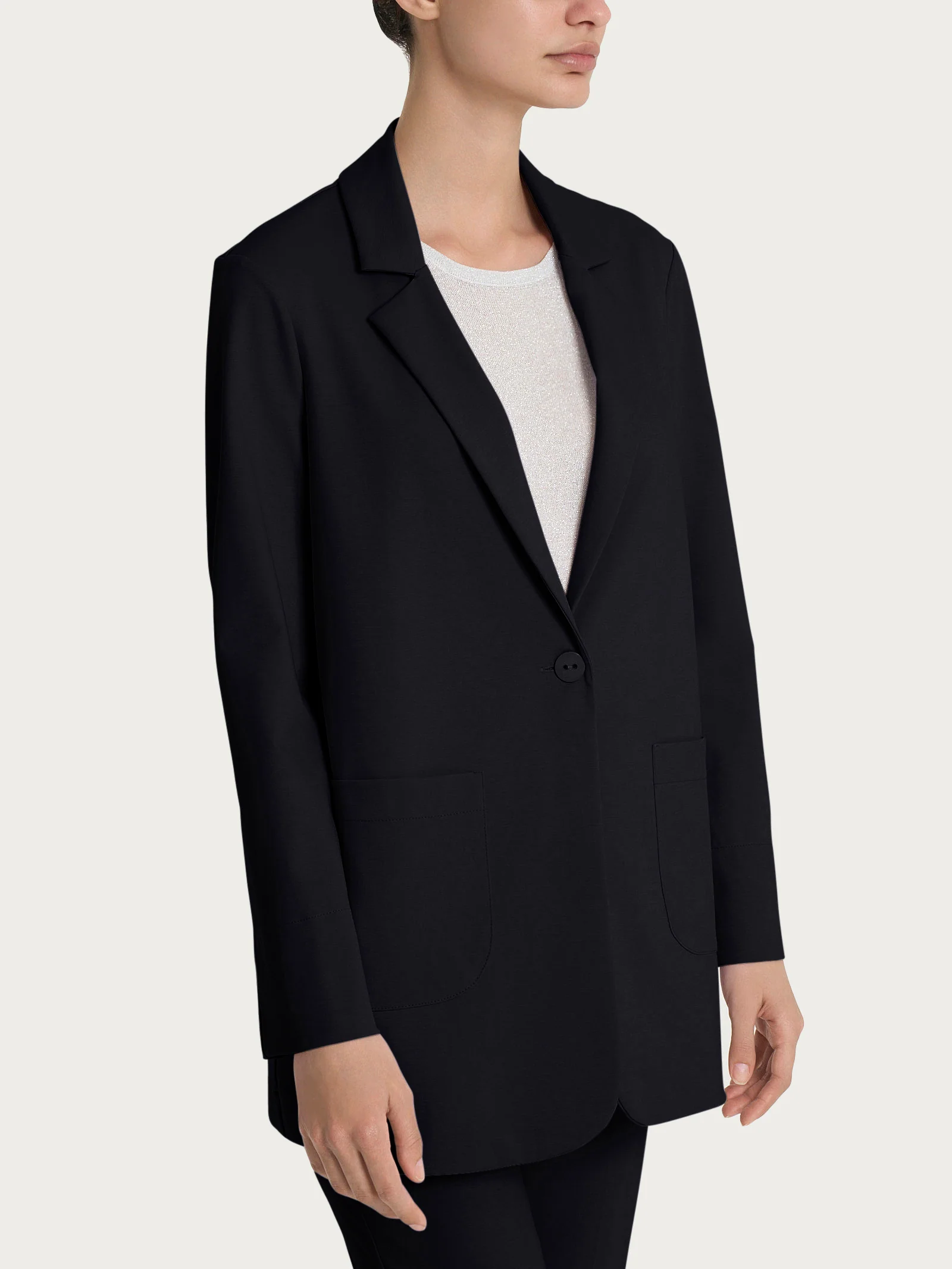 Blazer destrutturato in Compact Light - Nero