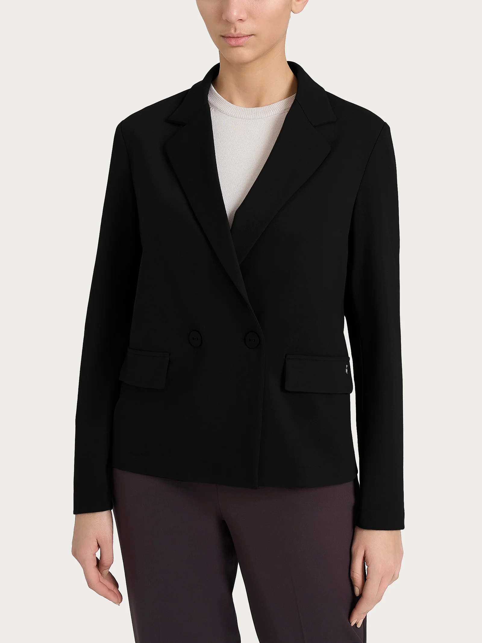 Blazer doppio petto in Cashmere Compact - Nero