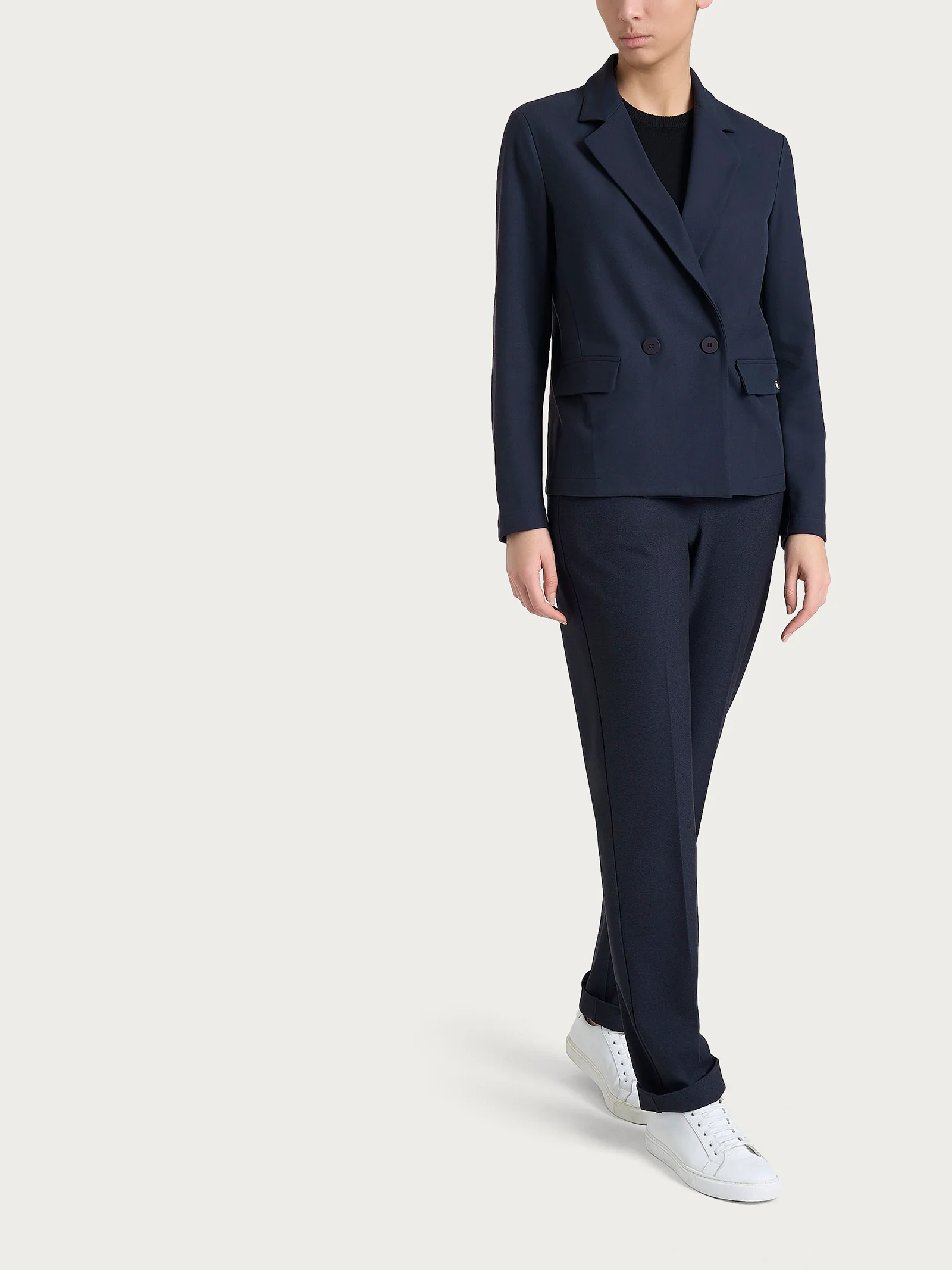 Blazer doppio petto in Flanel Twill - Bleu Mel. - Image 4