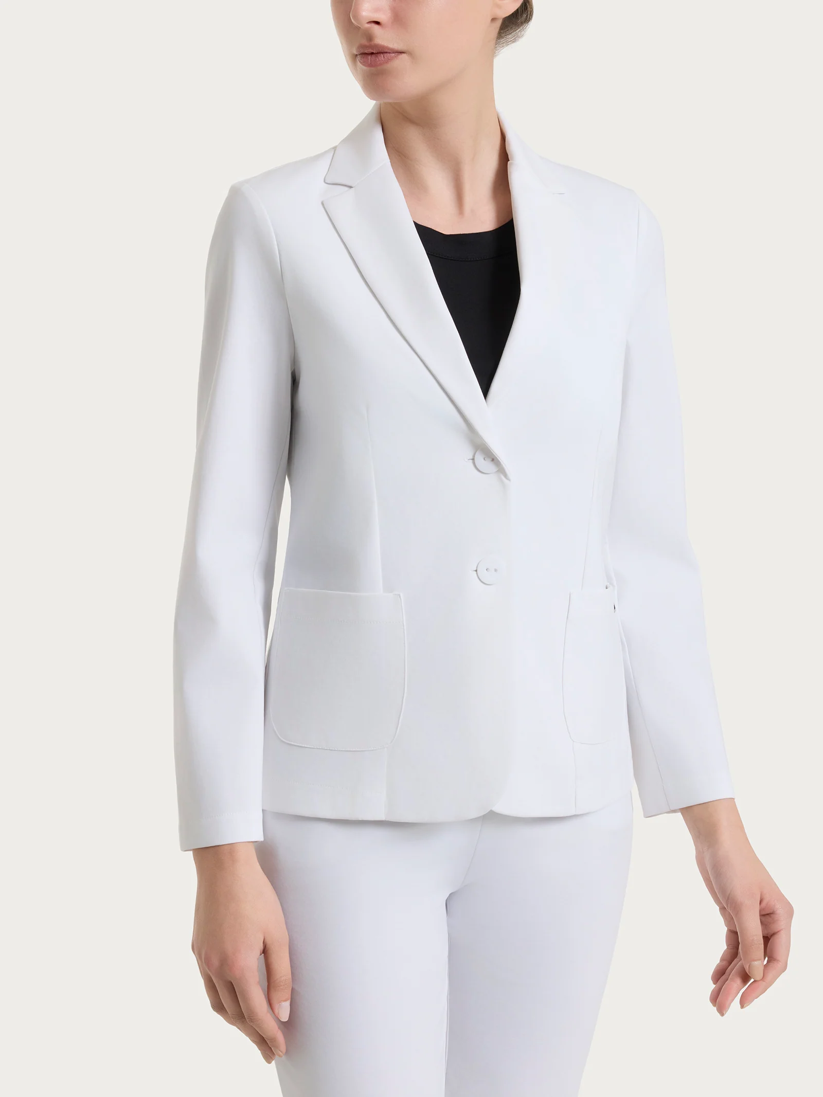 Blazer due bottoni in Compact Light - Bianco