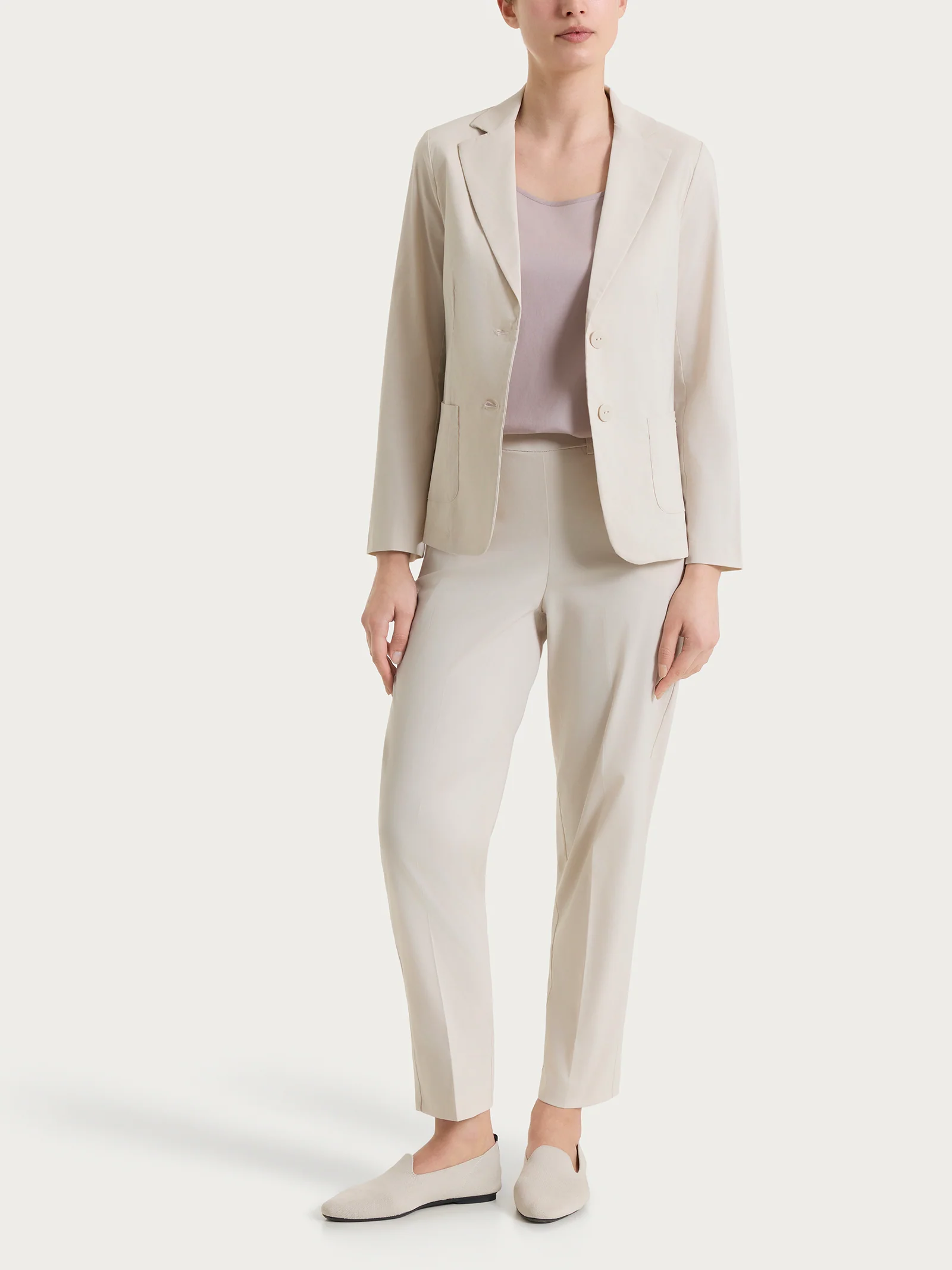 Blazer leggero con chiusura a due bottoni in Super Fresh - Champignon - Image 5