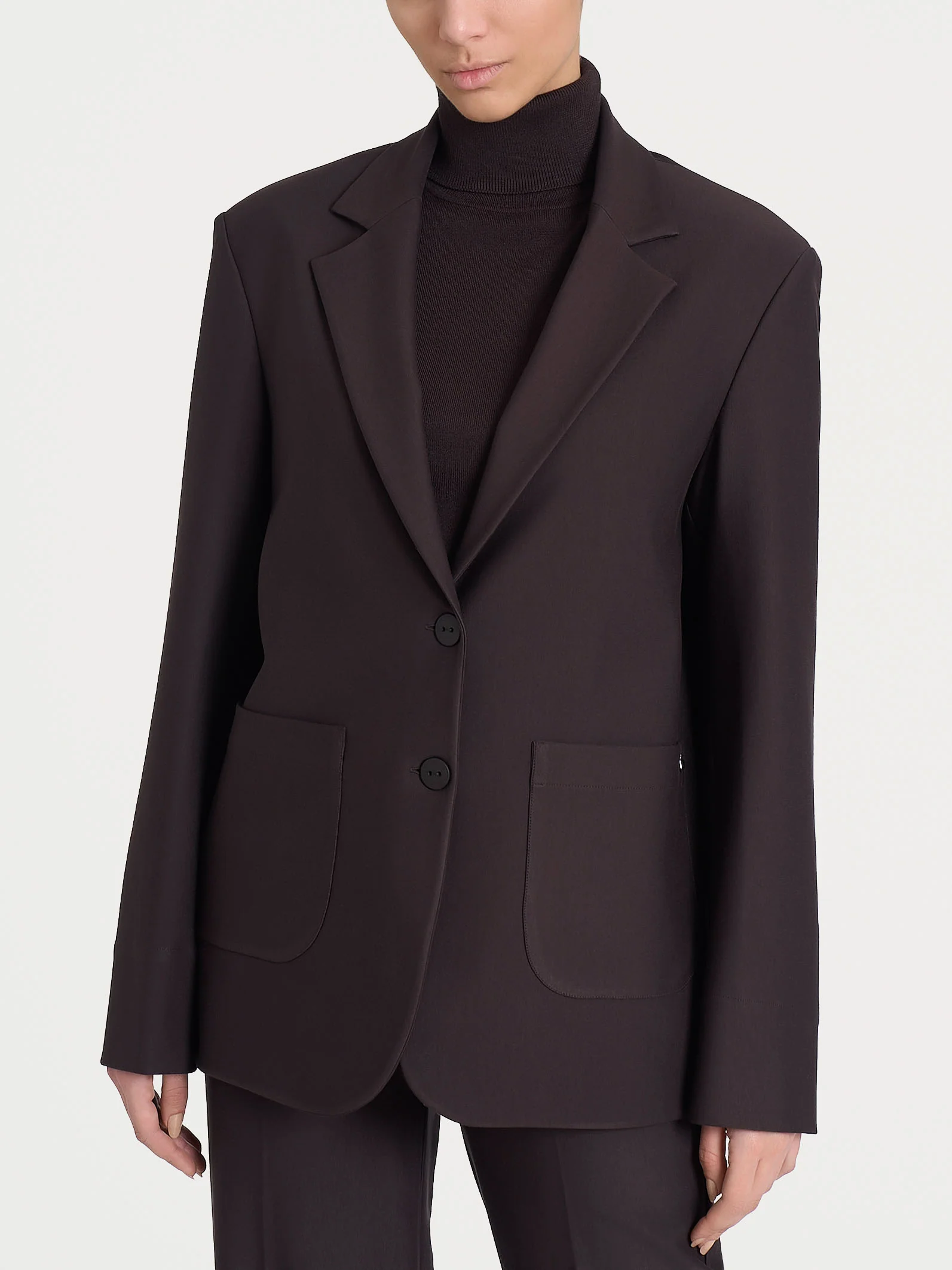 Blazer over con due bottoni in Compact - Chocolate Torte