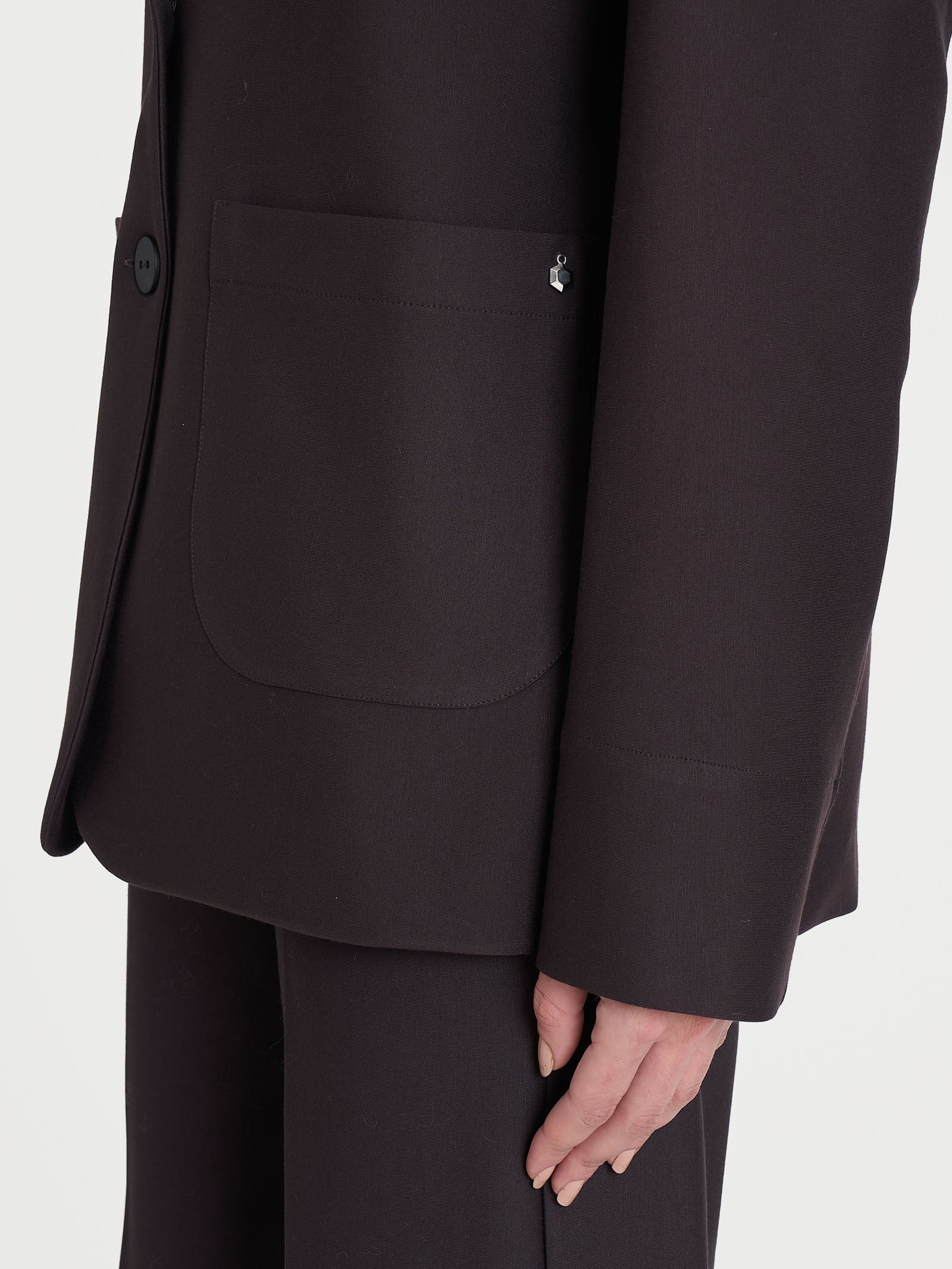 Blazer over con due bottoni in Compact - Chocolate Torte - Image 3