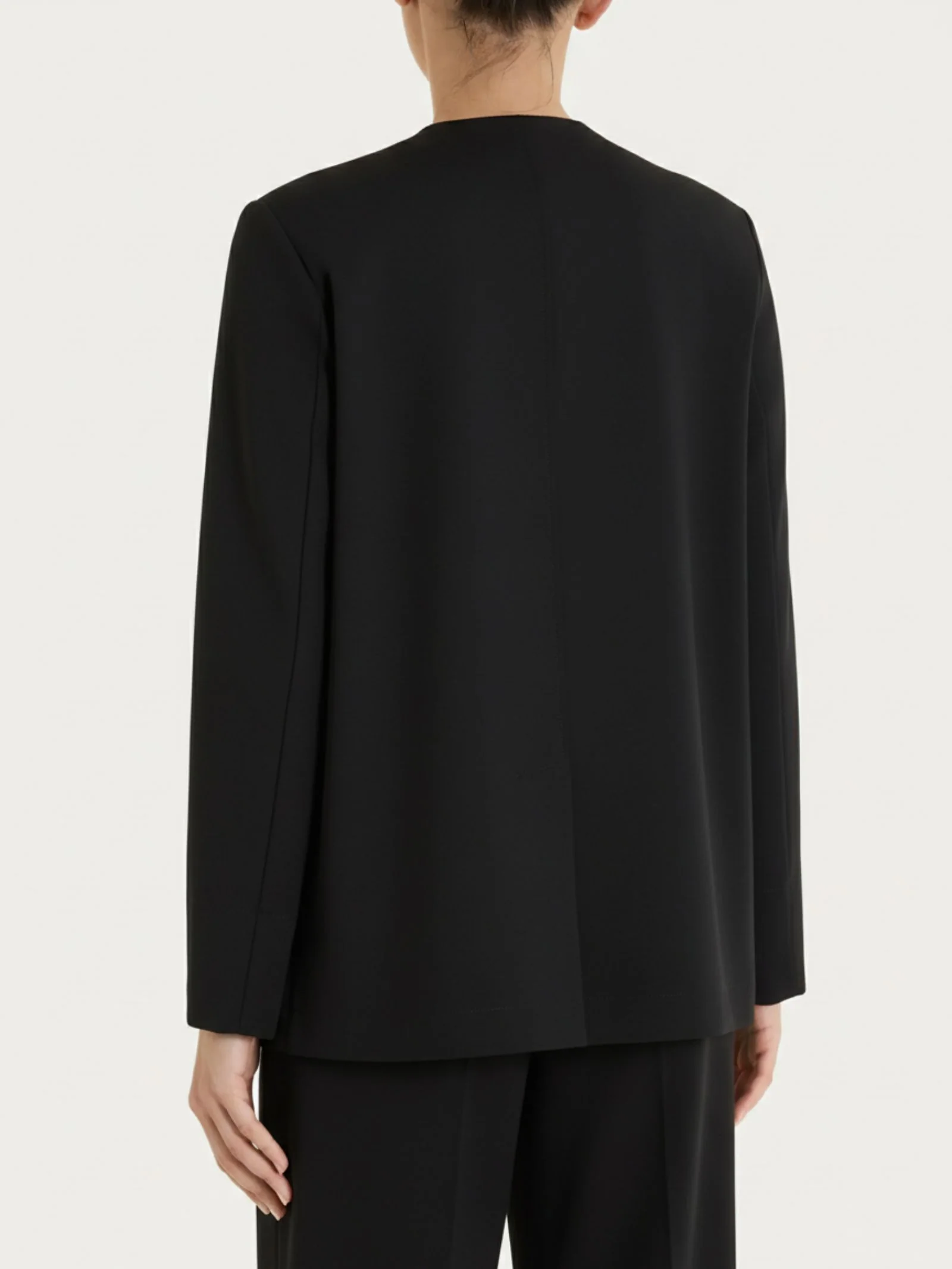 Blazer senza revers in Compact Light - Nero - Image 2