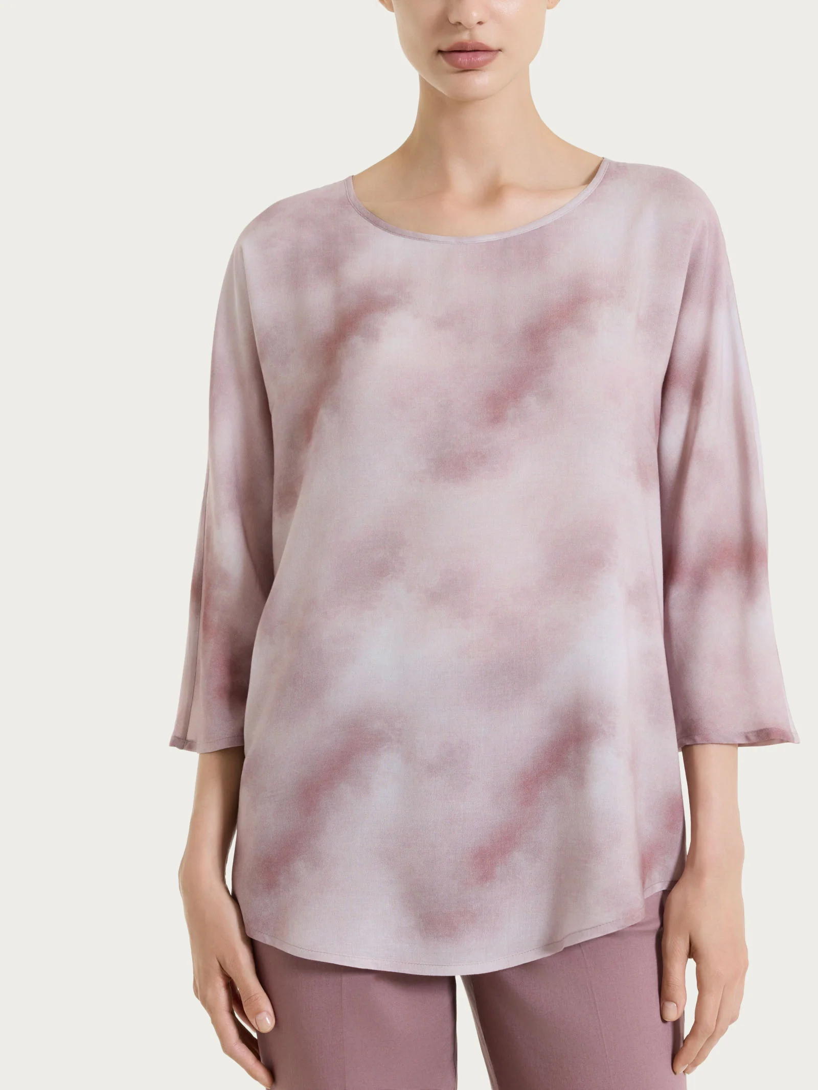Blusa con manica 3/4 e fantasia in EcoSeta - Fant. Shadow Gray
