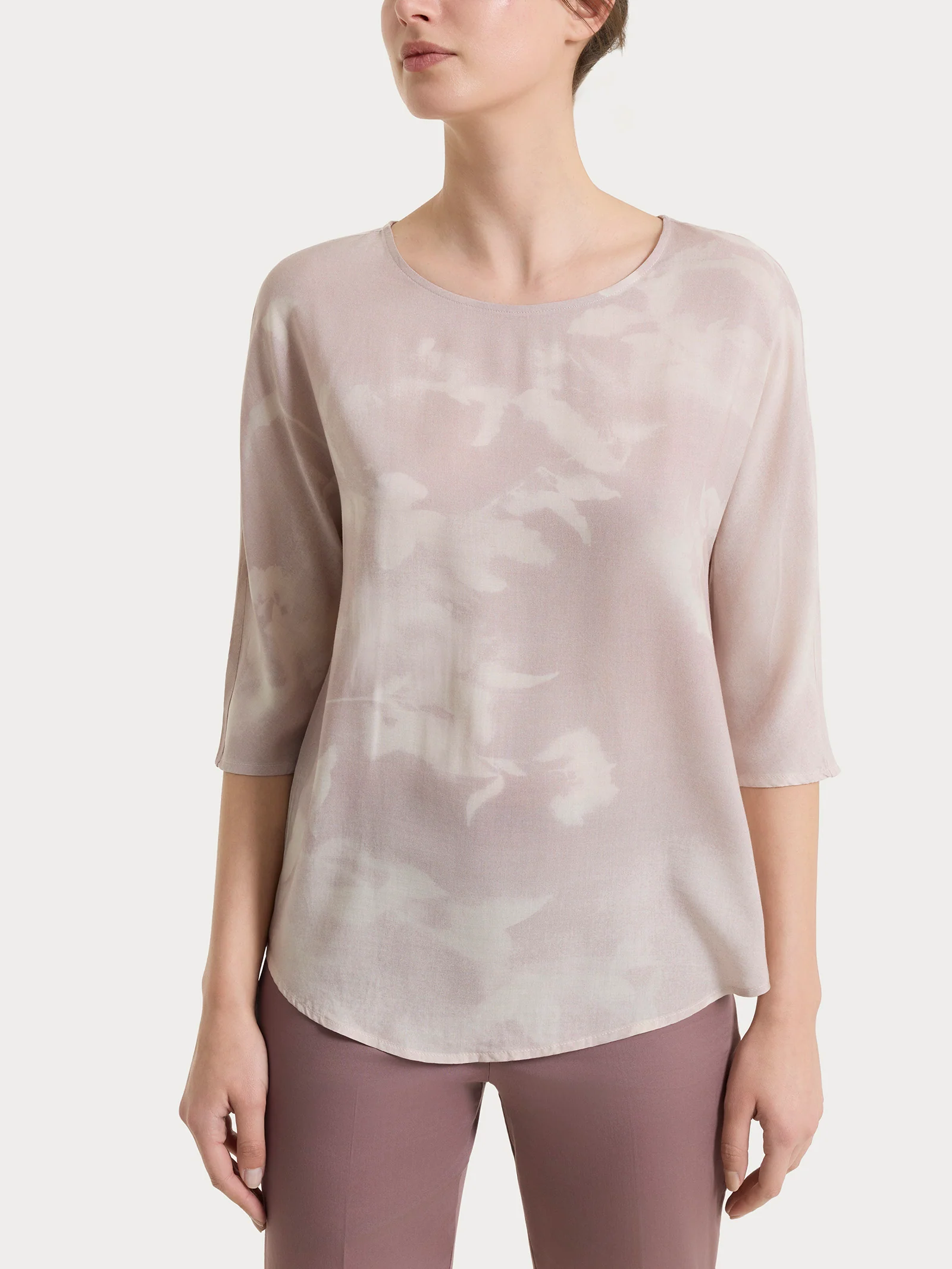 Blusa con manica 3/4 e fantasia in EcoSeta - Fant.Champignon