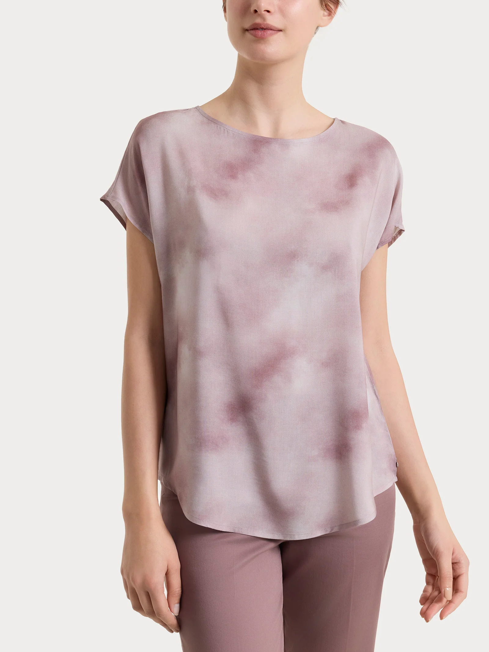 Blusa con manica corta e fantasia in EcoSeta - Fant. Shadow Gray