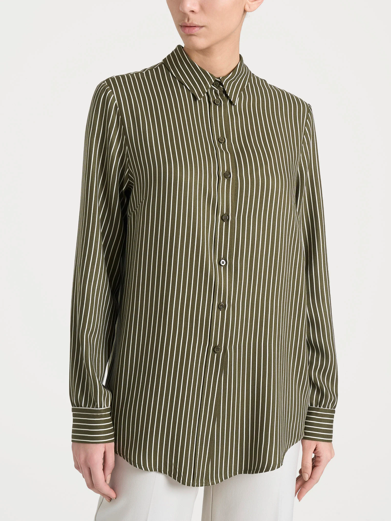 Camicia a righe in Winter EcoSeta - Fant. Dark Olive