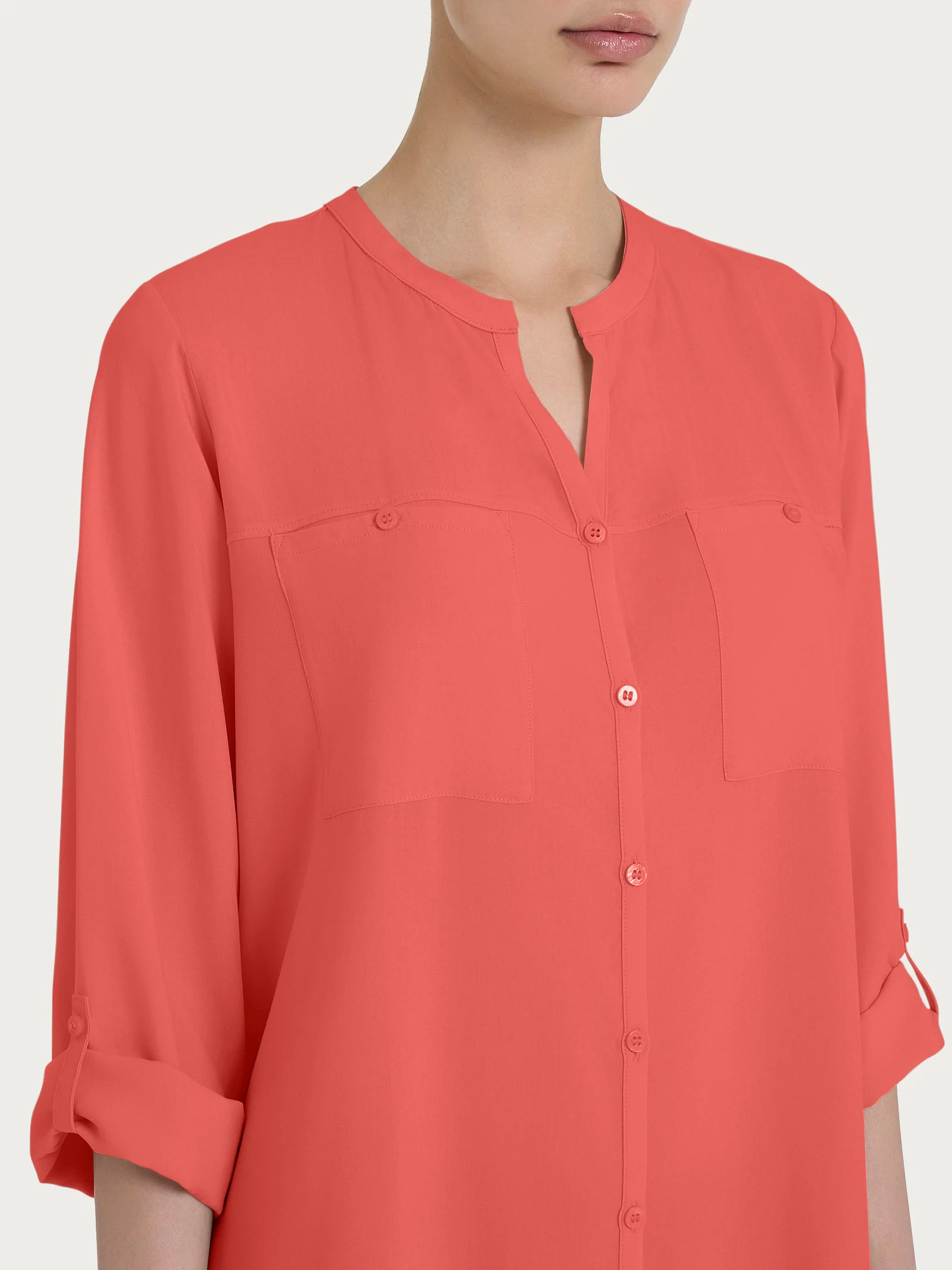 Camicia con collo alla coreana in EcoSeta - Dubarry - Image 4