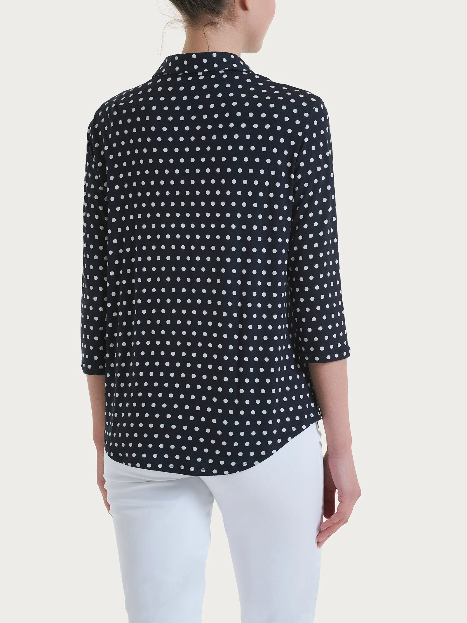 Camicia con dots e manica 3/4 in Viscosa Summer - Fant.Bleu - Image 2