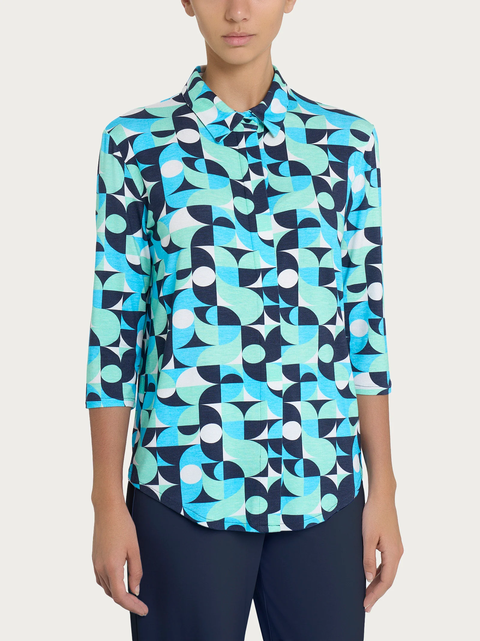 Camicia con geometric pattern in Viscosa Summer - Fant. Aquarius
