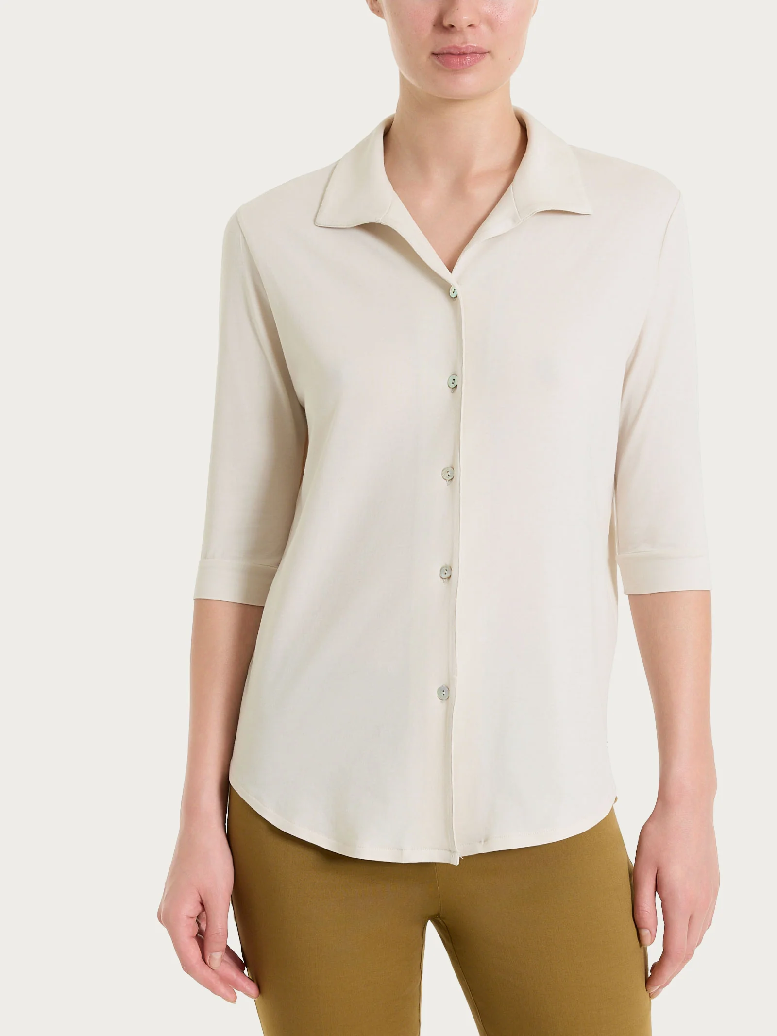 Camicia con manica 3/4 in Ultralight - Champignon