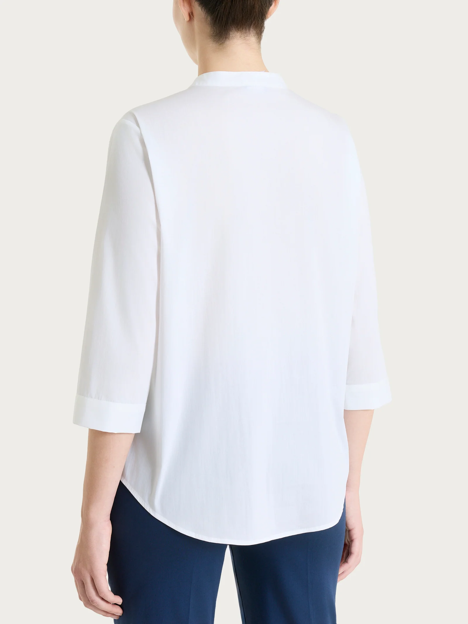 Camicia con pieghe frontali in Poplin di Cotone - Bianco - Image 2