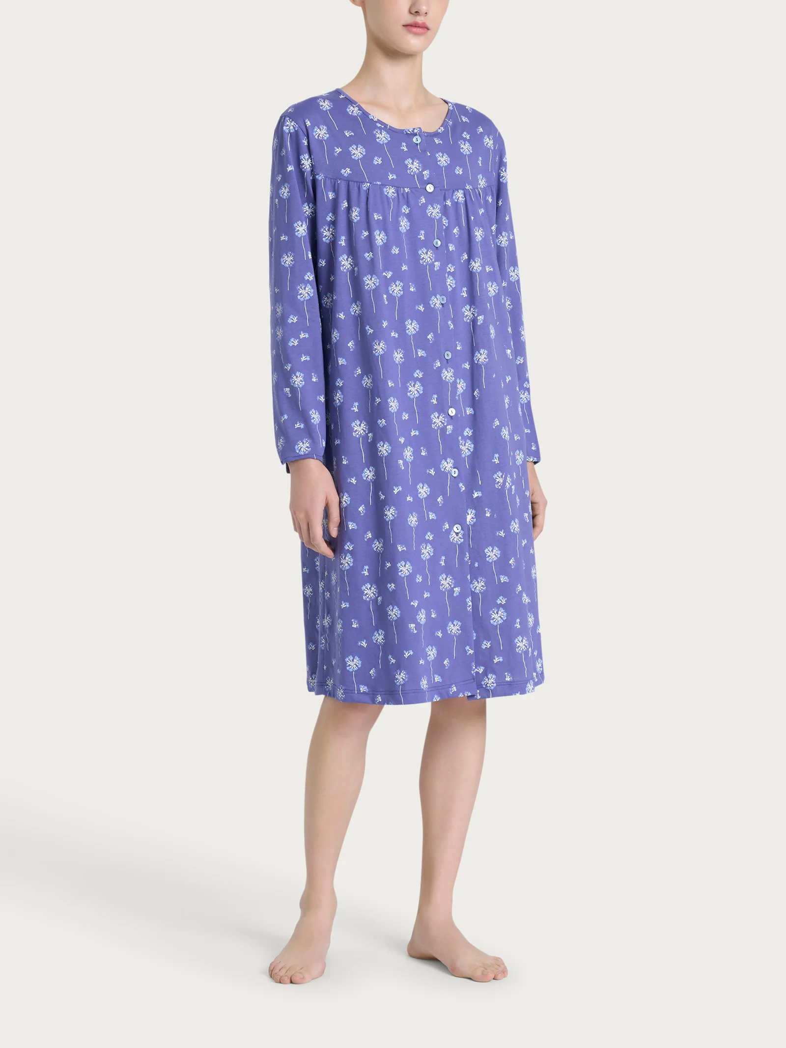 Camicia da notte aperta con soffioni in Jersey di cotone 40-52 - Fant. Marlin