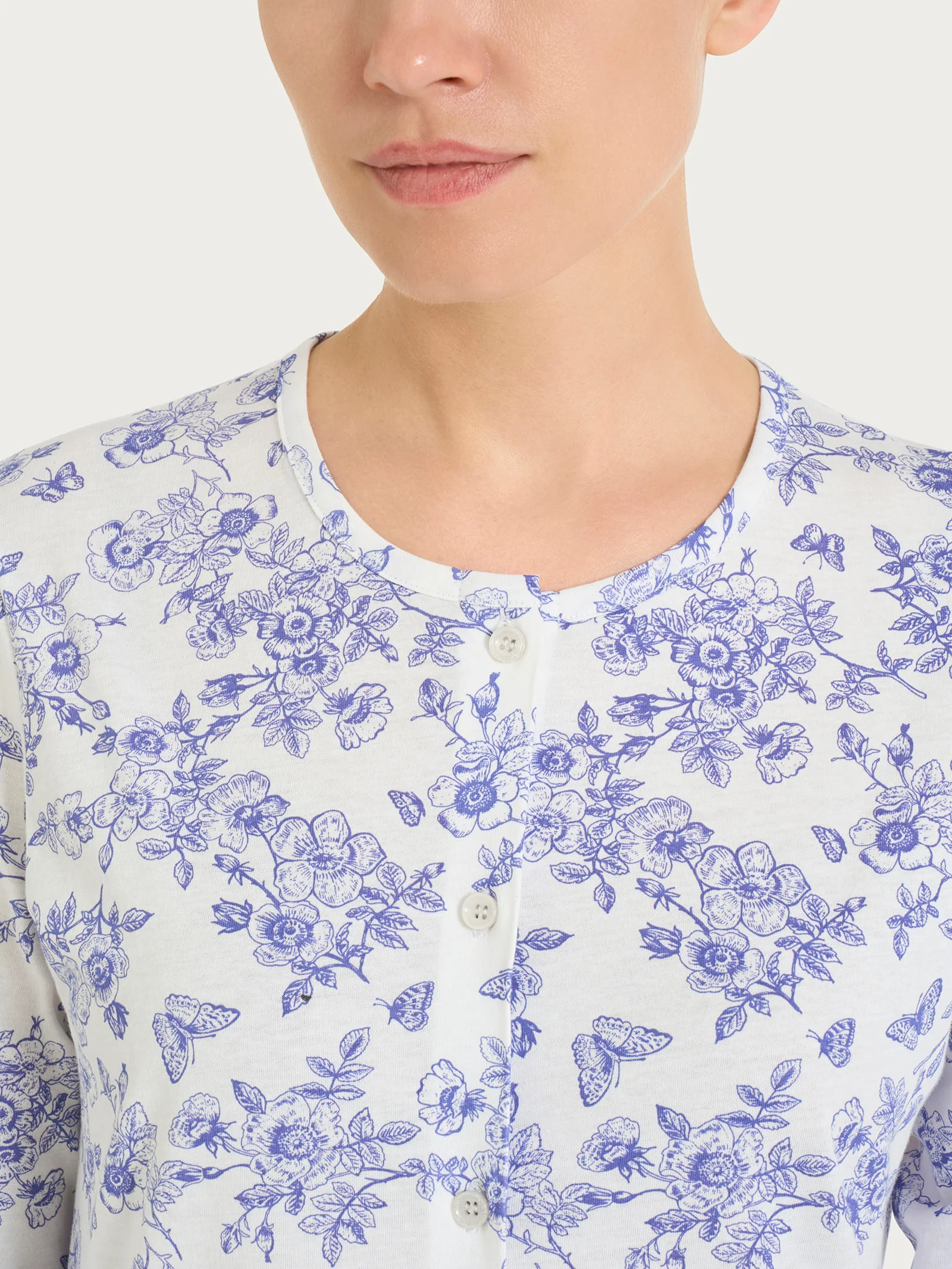 Camicia da notte con manica lunga in Jersey di cotone 52-56 - Fant.Bianco - Image 3