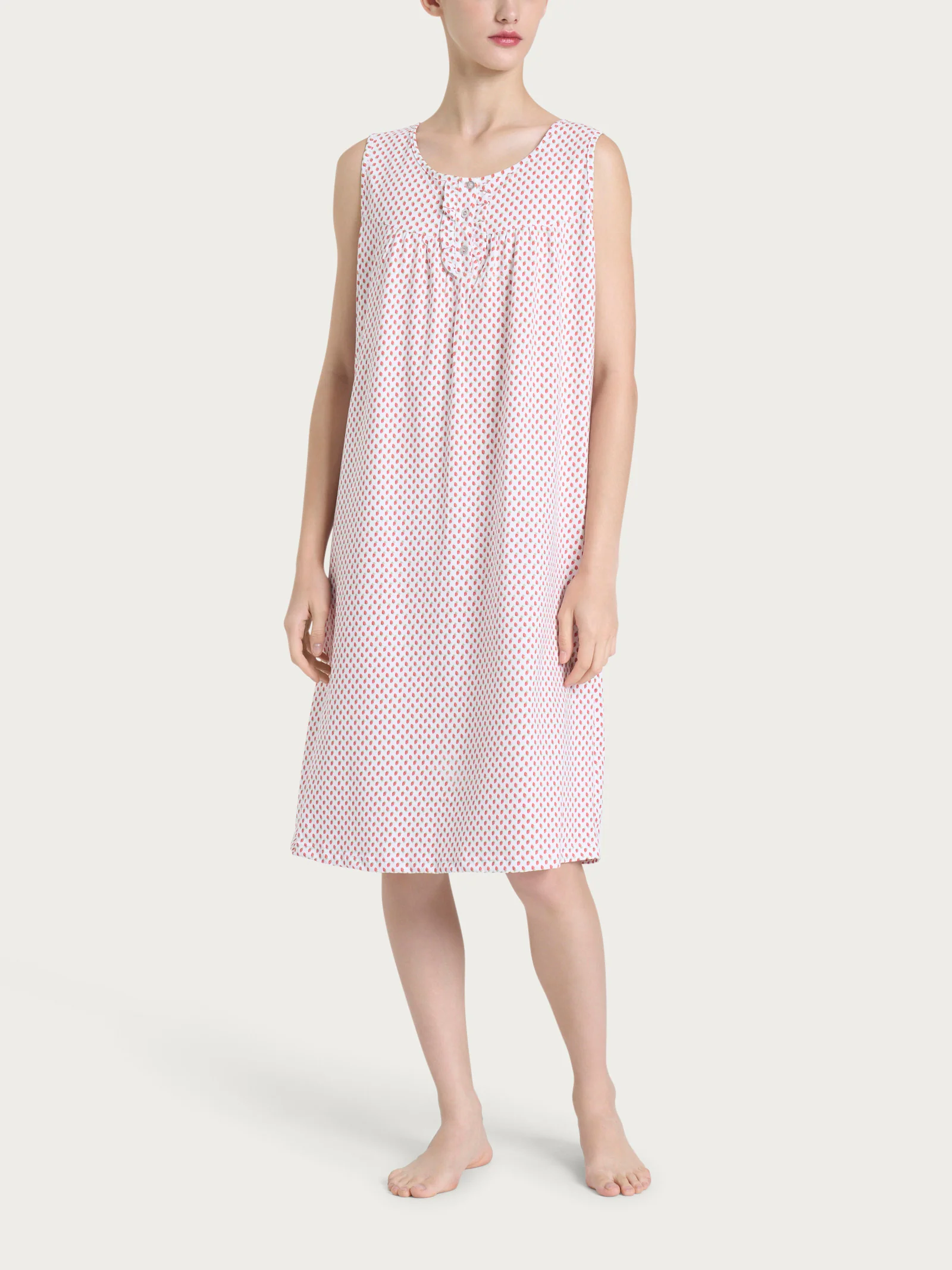 Camicia da notte smanicata con rouche in Jersey di cotone - Fant.Bianco