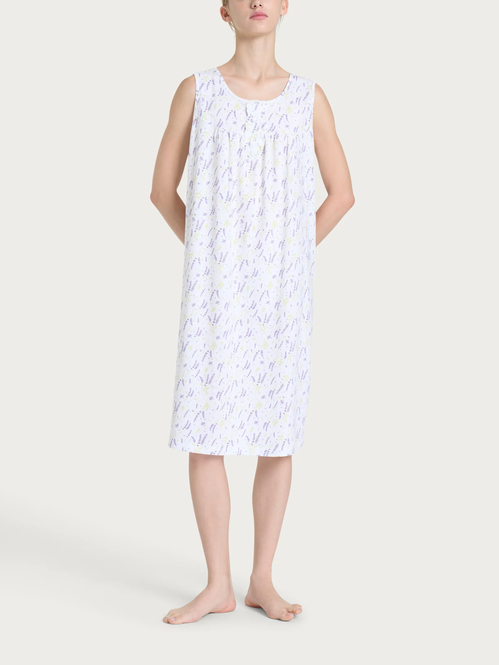Camicia da notte smanicata con rouche in Jersey di cotone - Fant. Thistle
