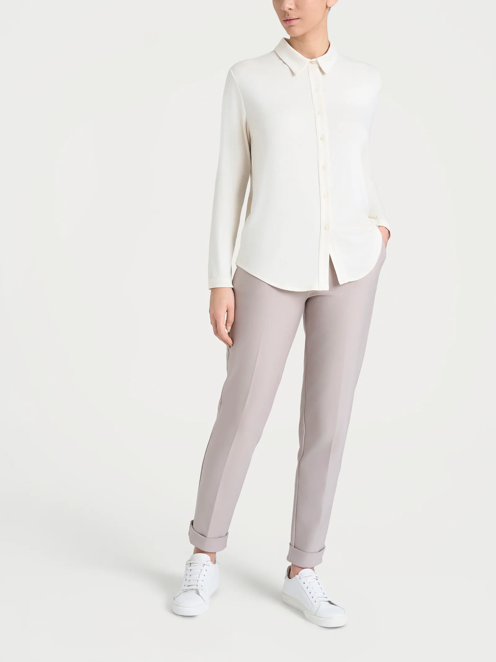 Camicia in Eco Viscosa - Avorio - Image 4