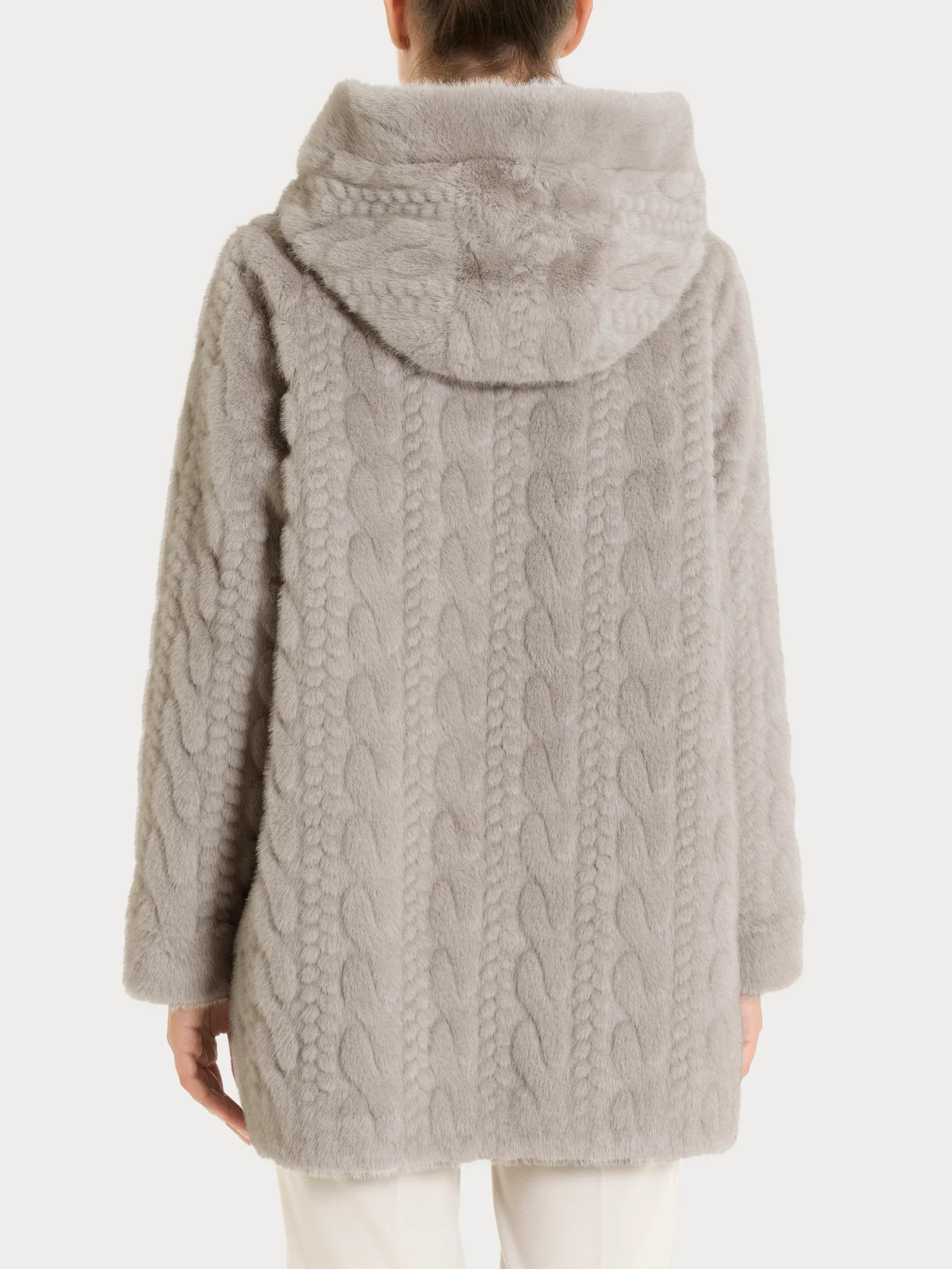Cappotto con cappuccio double-face in Vegan Fur - String - Image 4