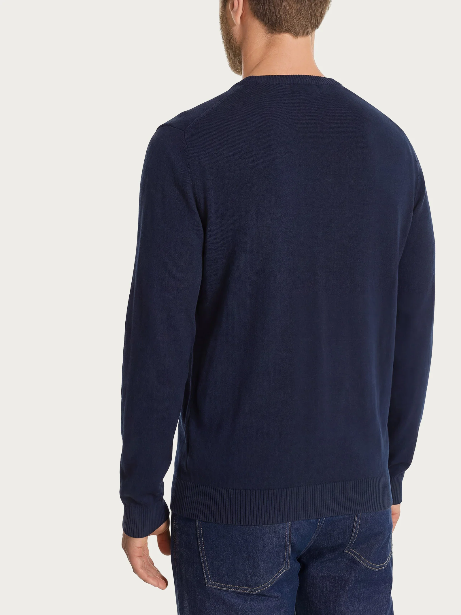 Cardigan a manica lunga in maglia rasata di Puro Cotone - Outer Space - Image 2
