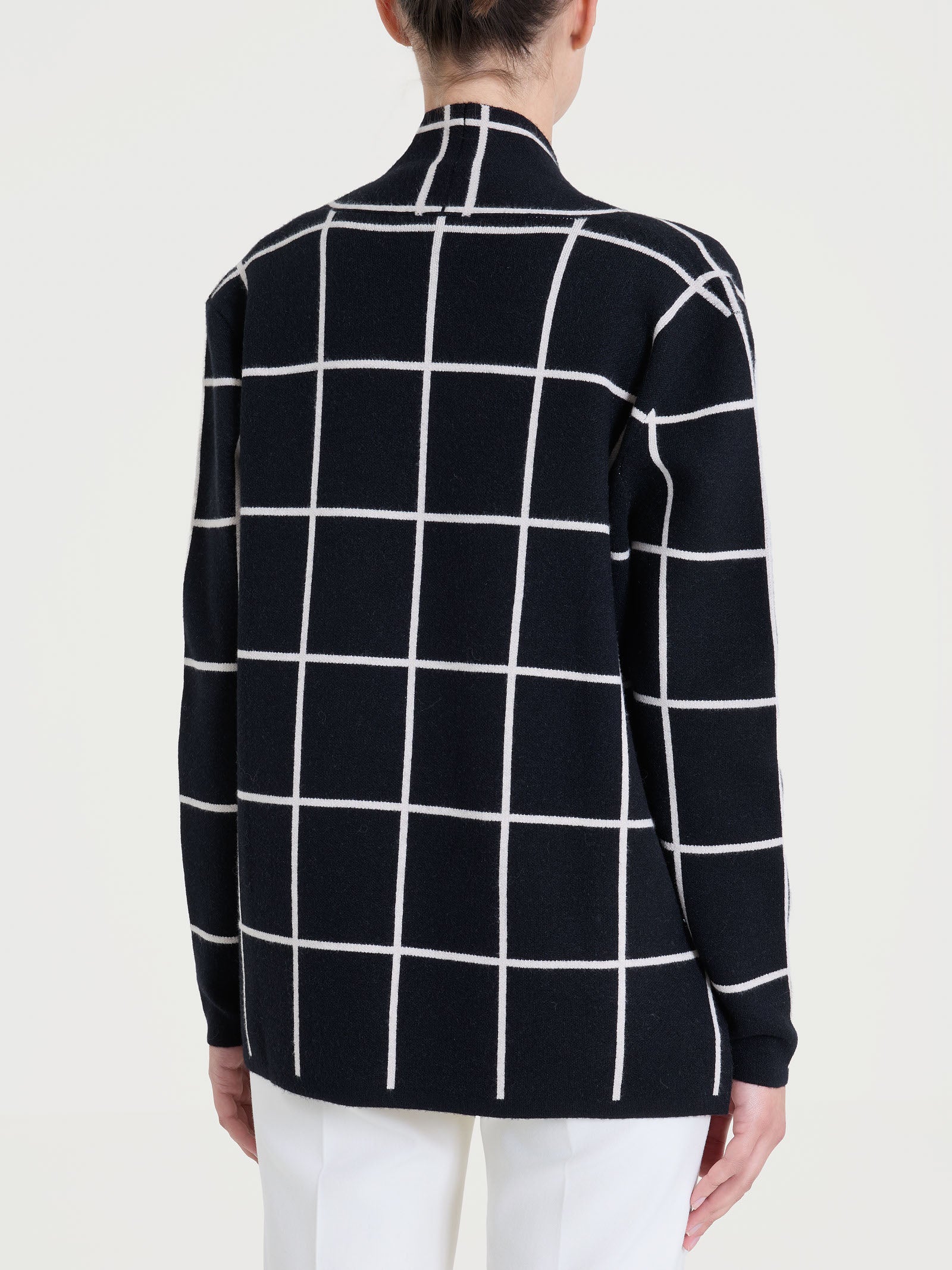 Cardigan aperto con fantasia check in Super Soft - Fant.Nero - Image 5
