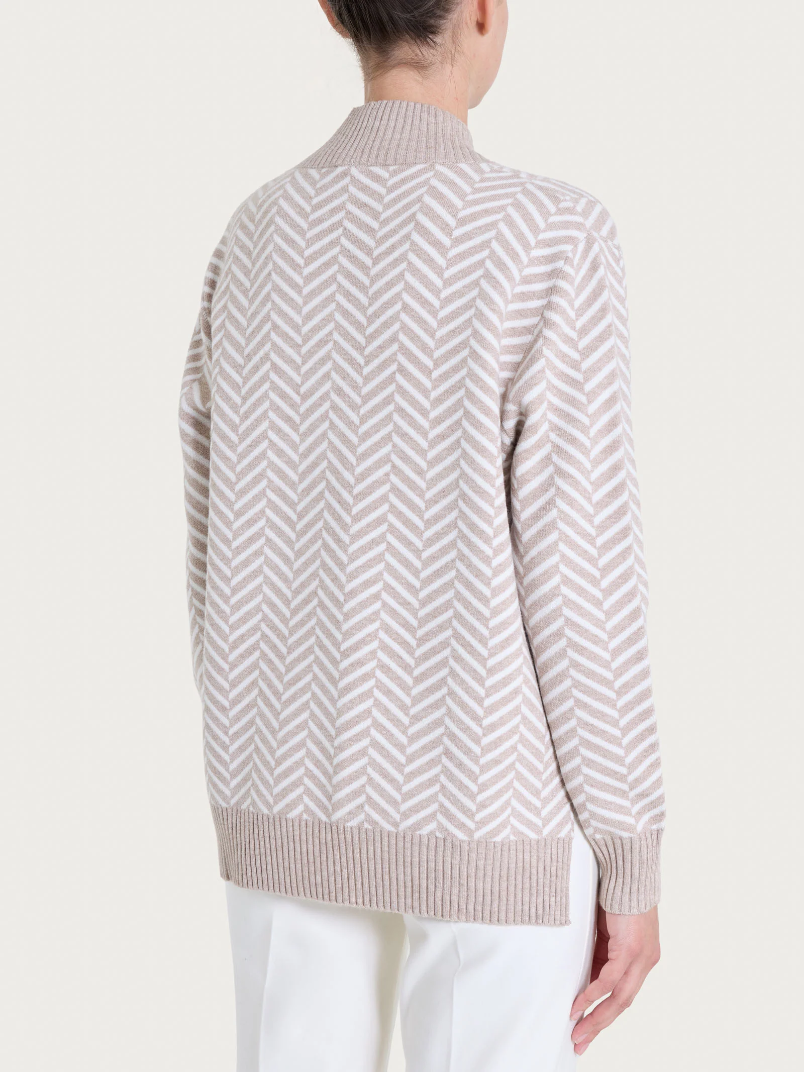Cardigan aperto con fantasia spigata in Super Soft - Fant.Cammello Mel. - Image 2