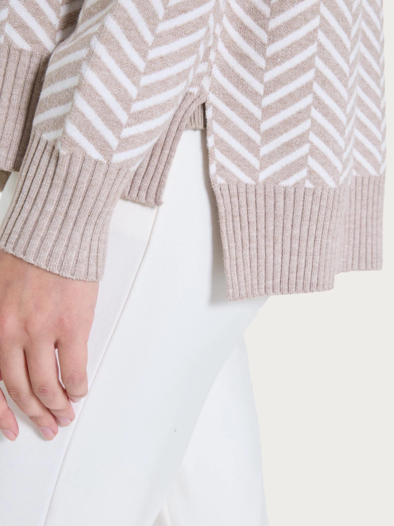 Cardigan aperto con fantasia spigata in Super Soft - Fant.Cammello Mel. - Image 3